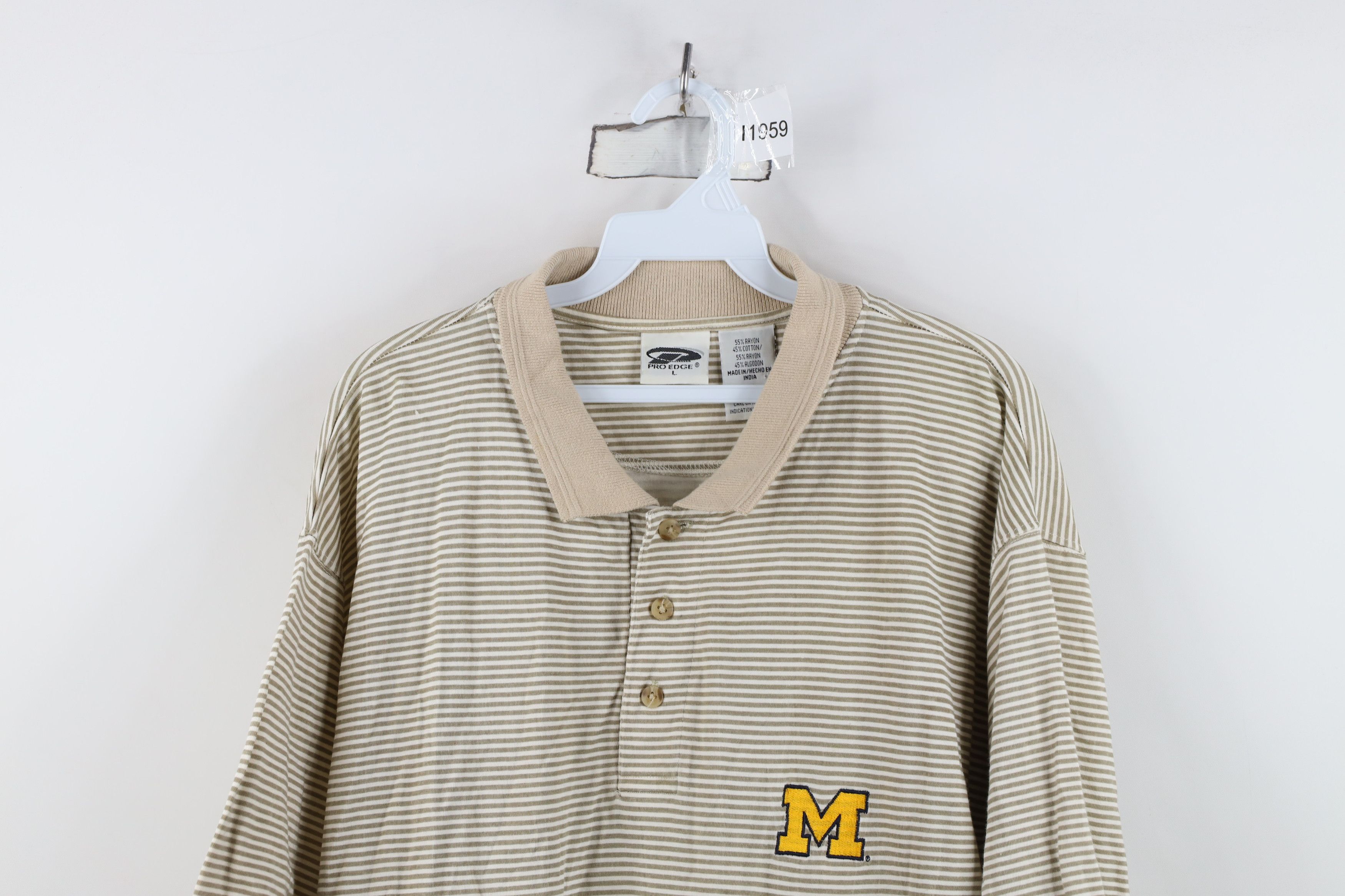 Vintage Vintage 90s Gabardine Block M University of Michigan Polo Size US L / EU 52-54 / 3 - 2 Thumbnail