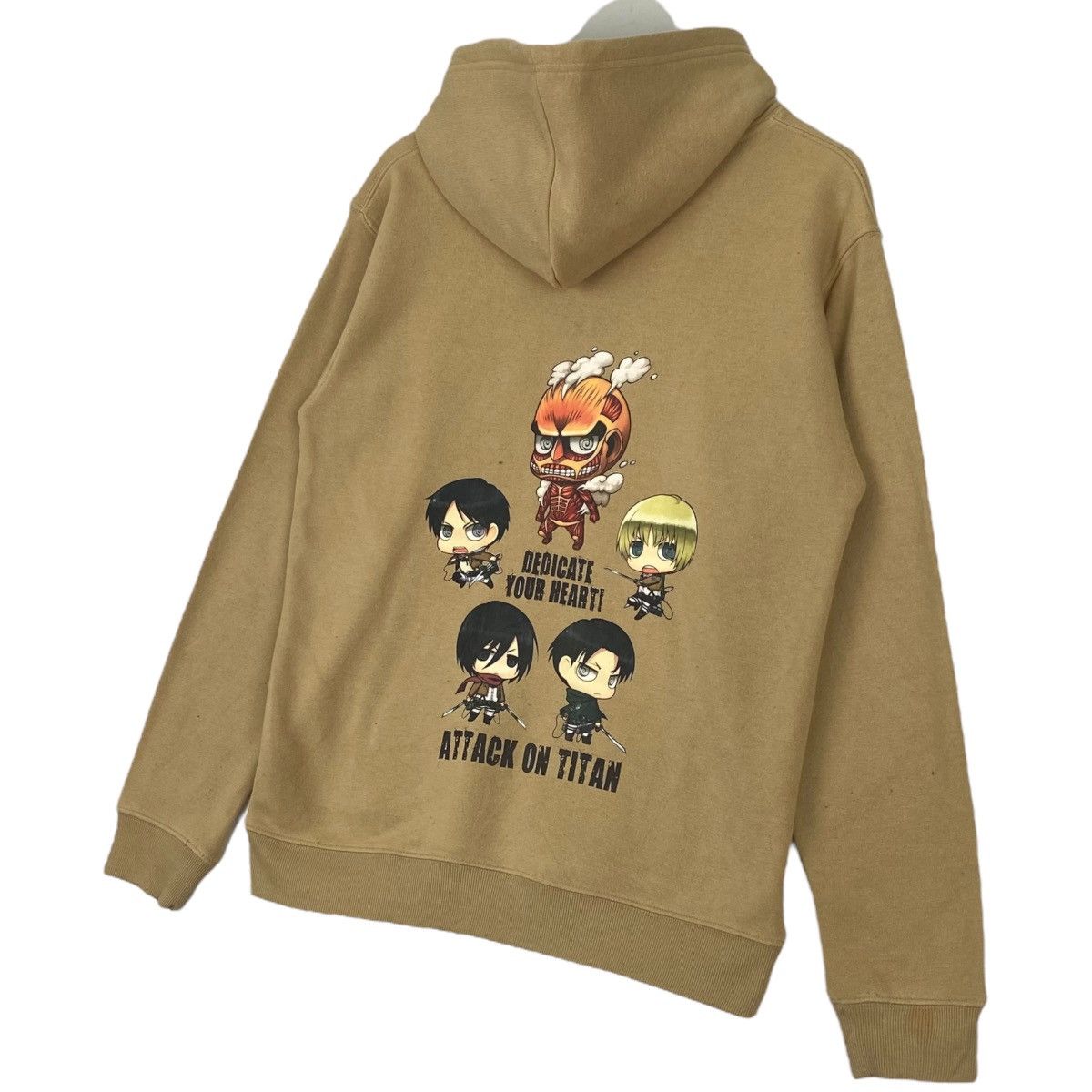 Designer × Vintage Vintage Attack On Titan Hoodie Sweater Beige Size US M / EU 48-50 / 2 - 9 Thumbnail