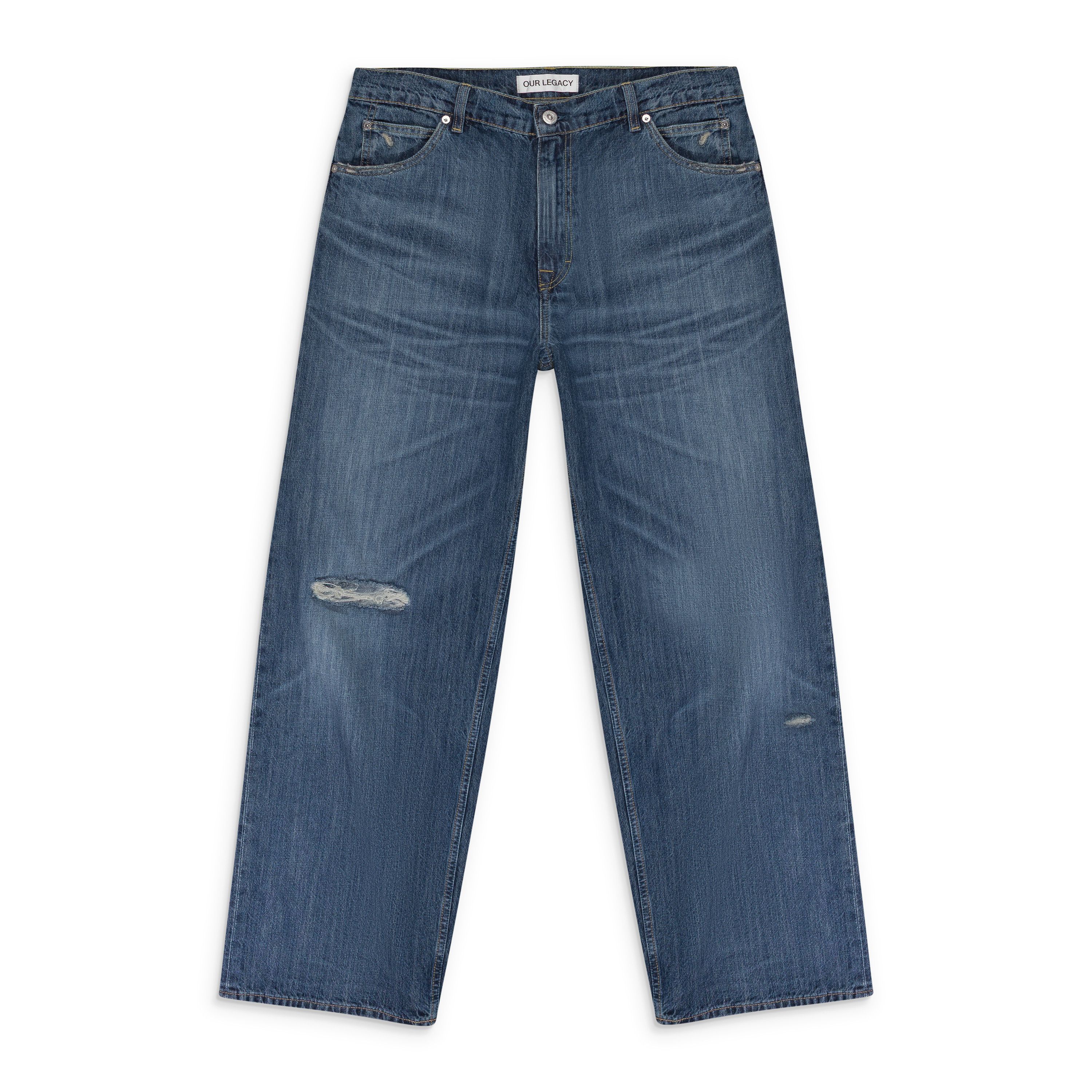 BLUE VINTAGE RUBBER REPAIR VAST CUT JEANS SIZE 30