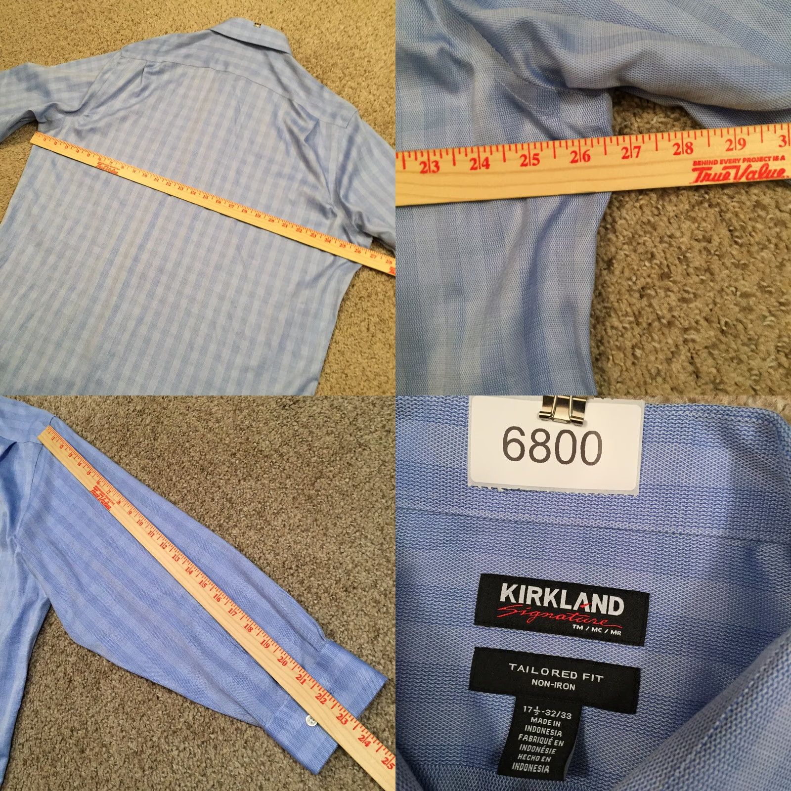 Vintage Kirkland Signature Shirt Mens 17.5 Blue Plaid Long Sleeve Button Up Tailored Fit Size US XXL / EU 58 / 5 - 8 Thumbnail