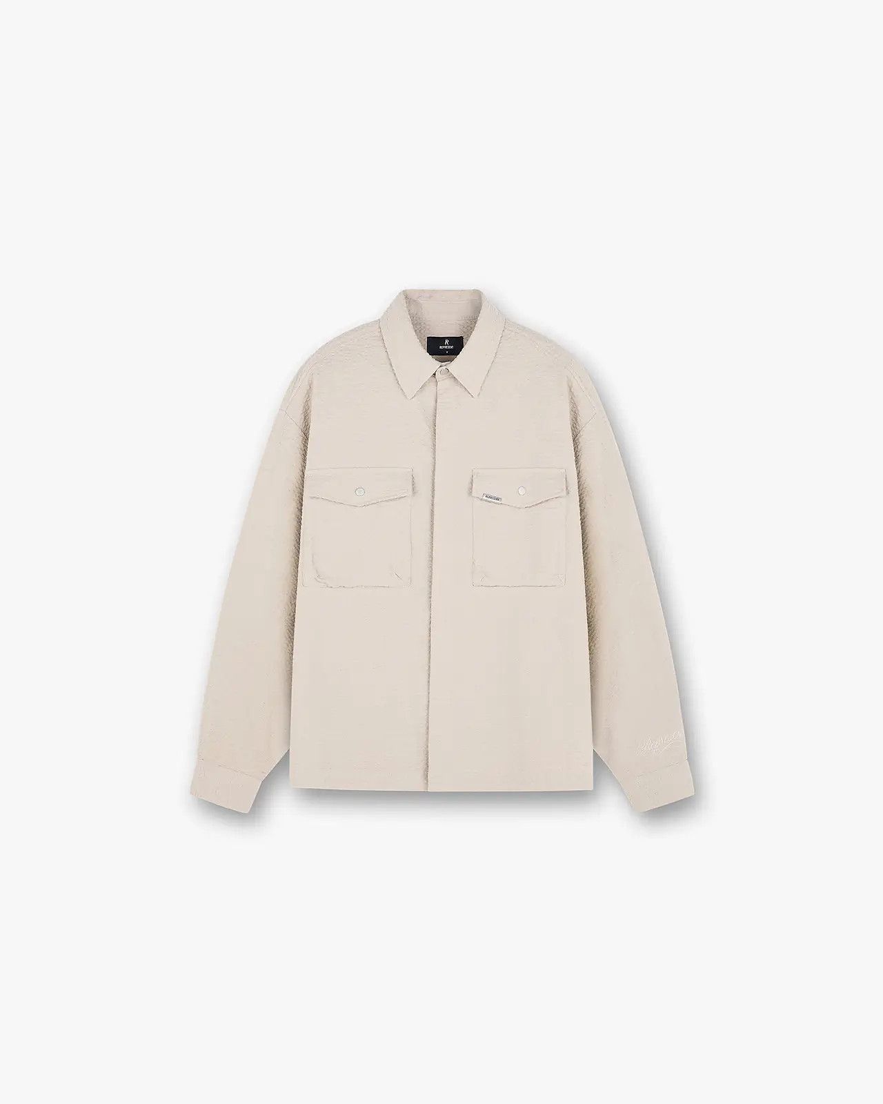 Represent Clo. o1mle1125 Textured Long Sleeve Shirt in Neutrals Size US M / EU 48-50 / 2 - 1 Thumbnail