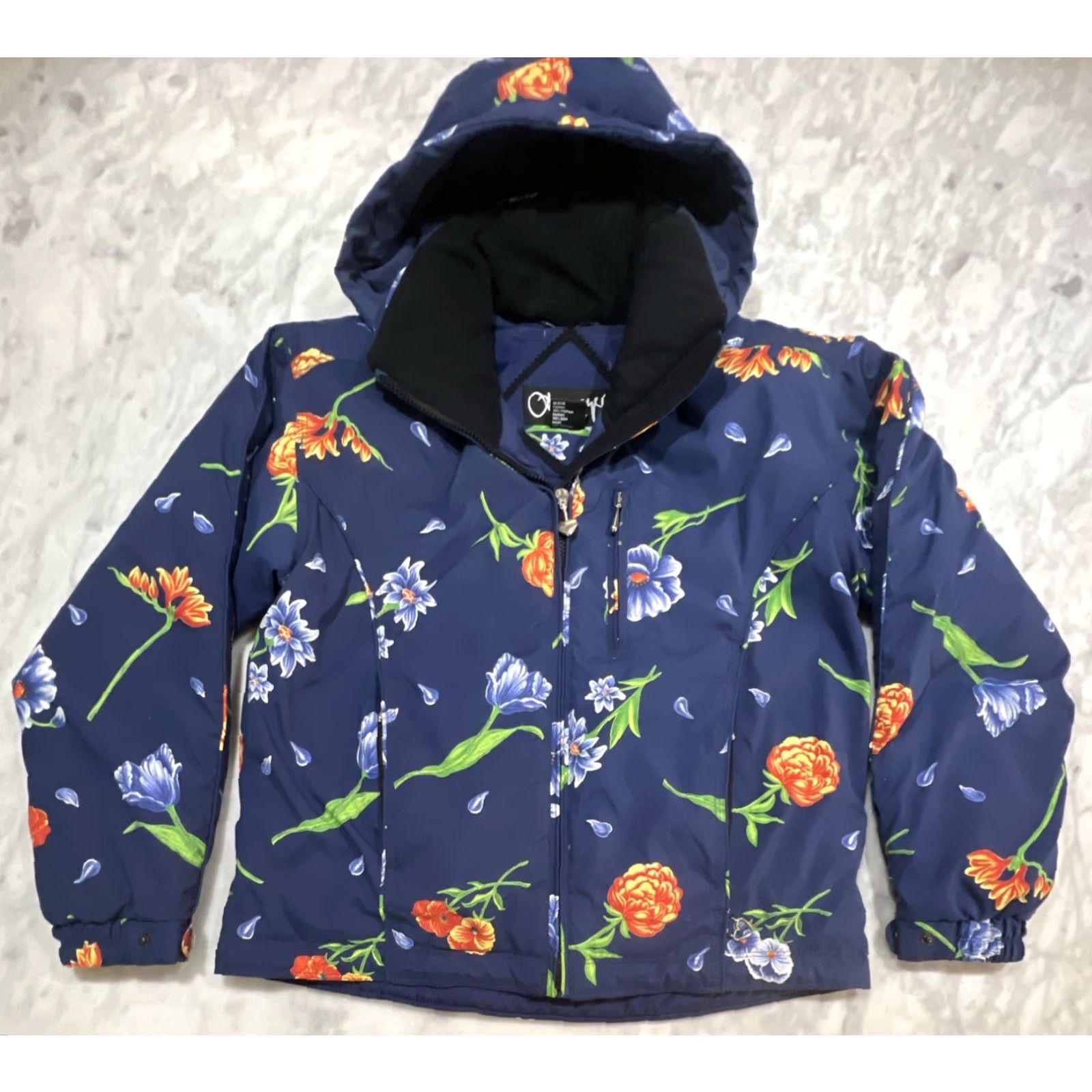 Obermeyer Obermeyer Floral Ski Jacket Womens 10 Style Iris Hood Padded Shoulders Pockets Size L / US 10 / IT 46 - 2 Thumbnail