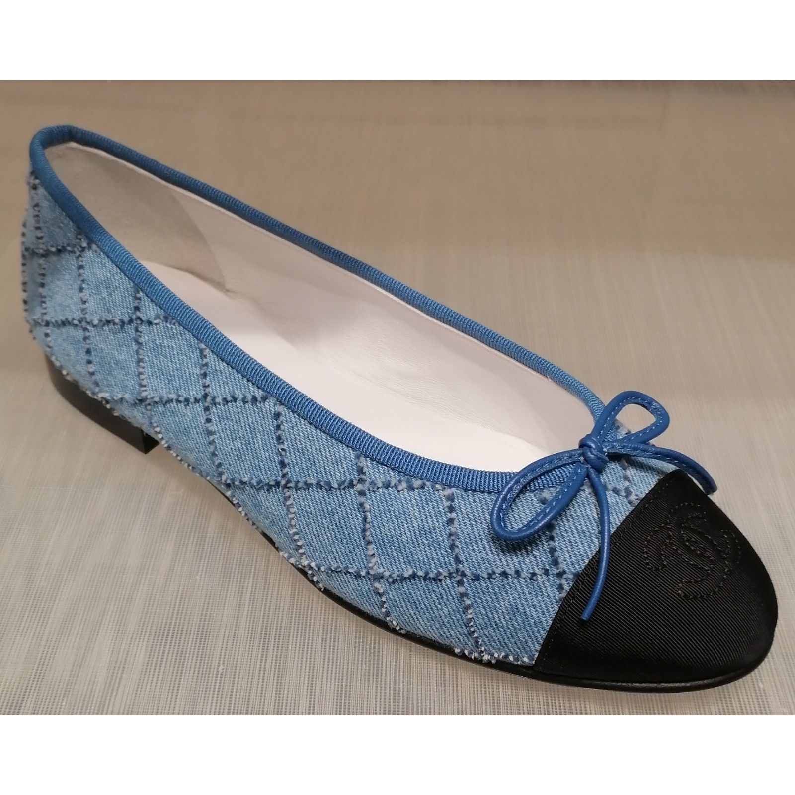 Chanel 23P Denim CC Logo Cap Toe Bow Tie Ballet Ballerina Flat 37 Size US 7 / IT 37 - 3 Thumbnail