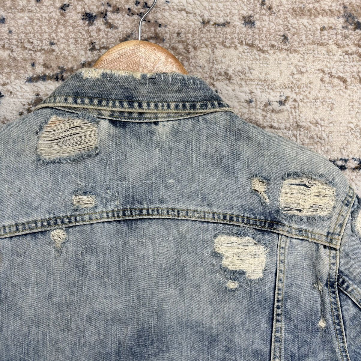 Japanese Brand × Zara Zara Distressed Denim Jean Jacket Type 1 rare design Size US XL / EU 56 / 4 - 13 Thumbnail