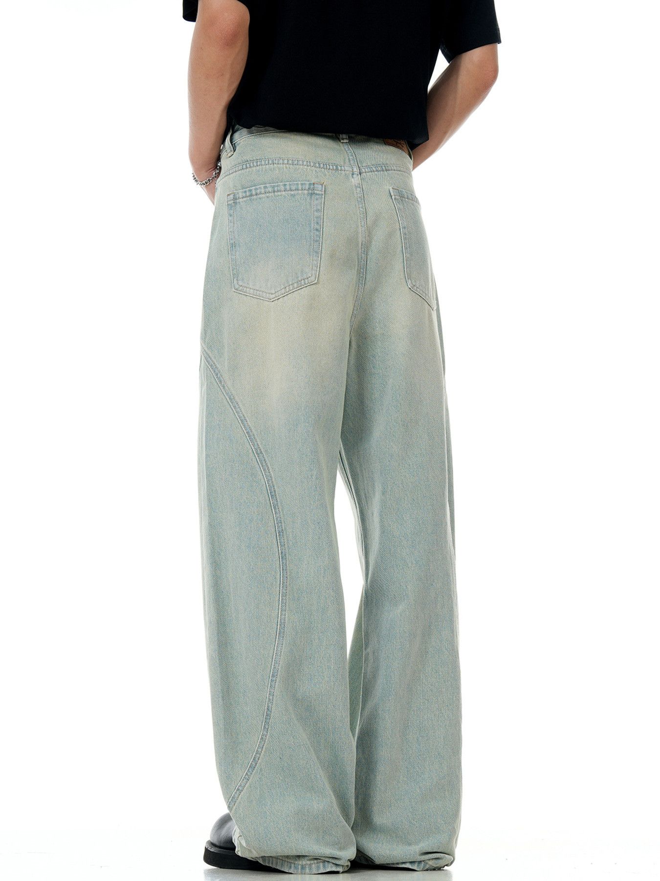 Japanese Brand American men's washed straight loose wide-leg casual jeans Size US 32 / EU 48 - 4 Thumbnail
