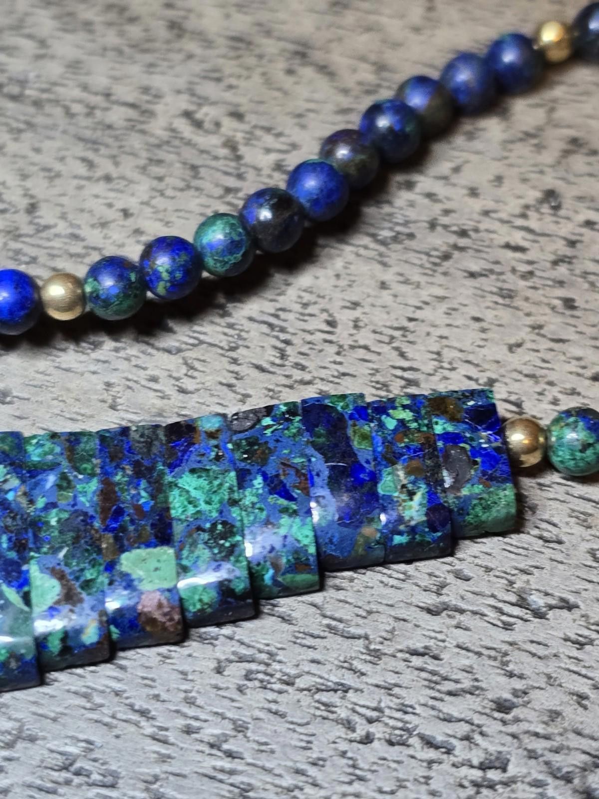 The Unbranded Brand Vibrant Azurmalachite Azurite Slab Necklace Artisan-Cut Size ONE SIZE - 3 Thumbnail