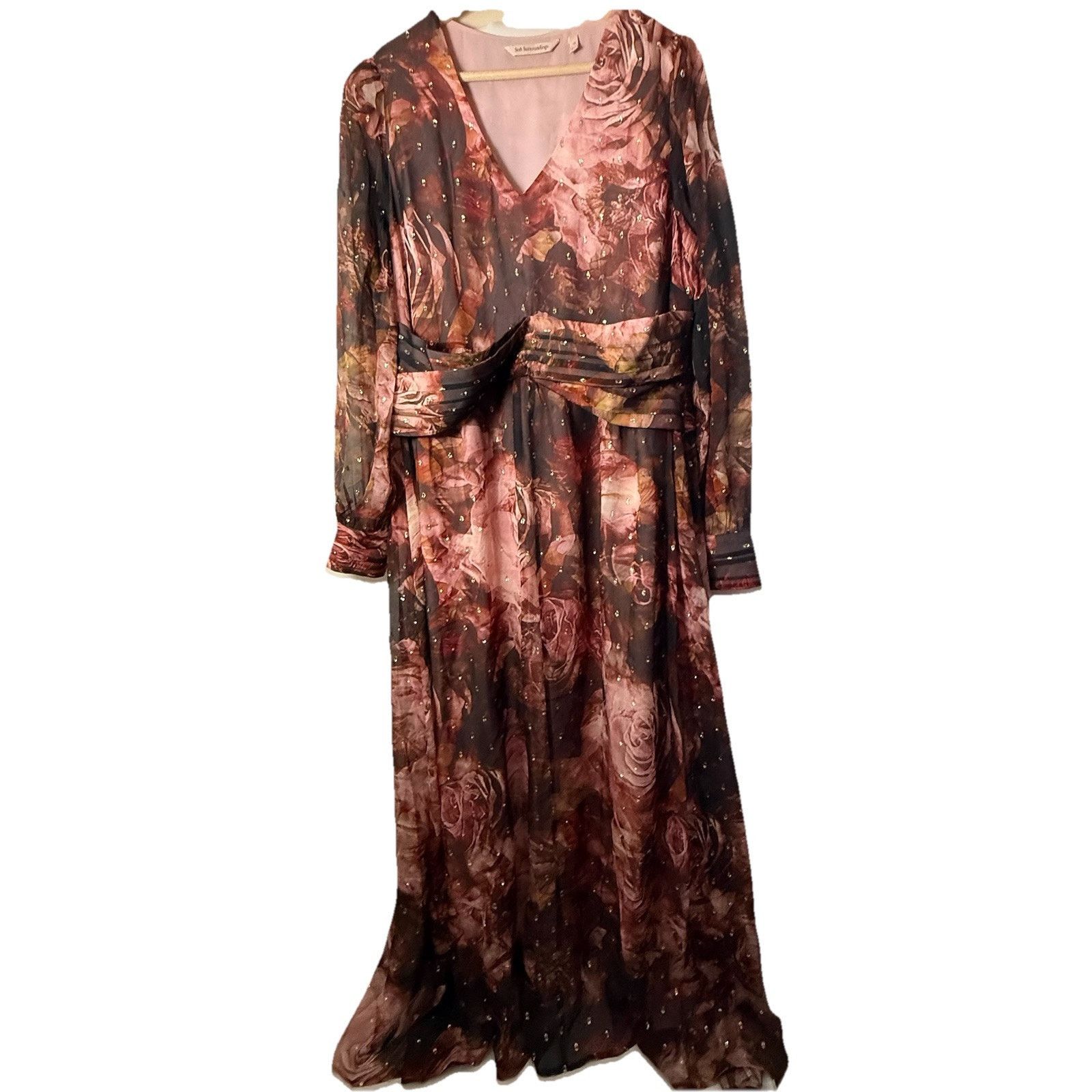 Other Soft Surroundings Dress Rose Rina Silk Maxi Boho Cottage Size XL / US 12-14 / IT 48-50 - 2 Thumbnail