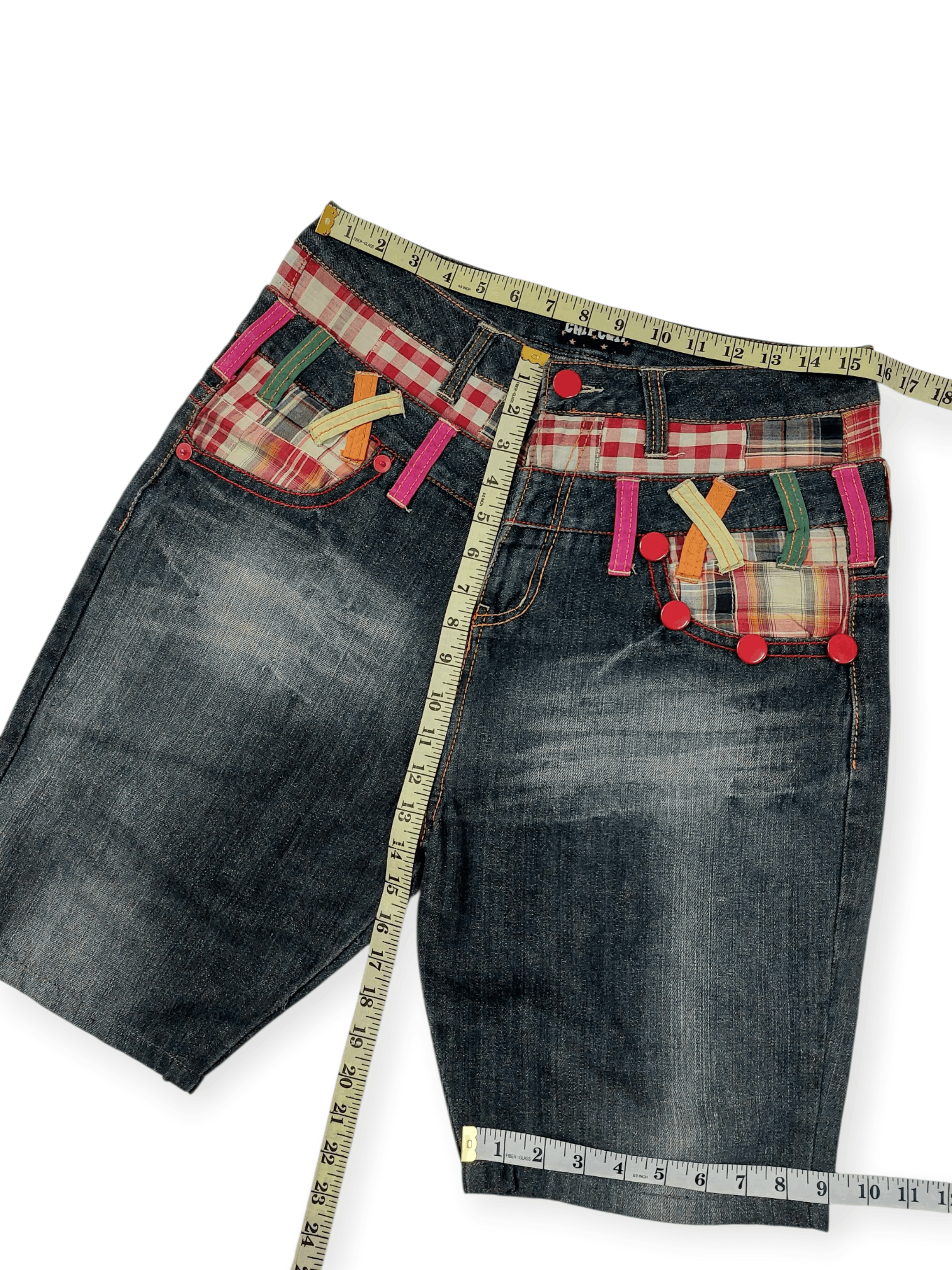Designer Chip Clip Double Waist Patched Kapital Style Short Size US 31 - 13 Thumbnail