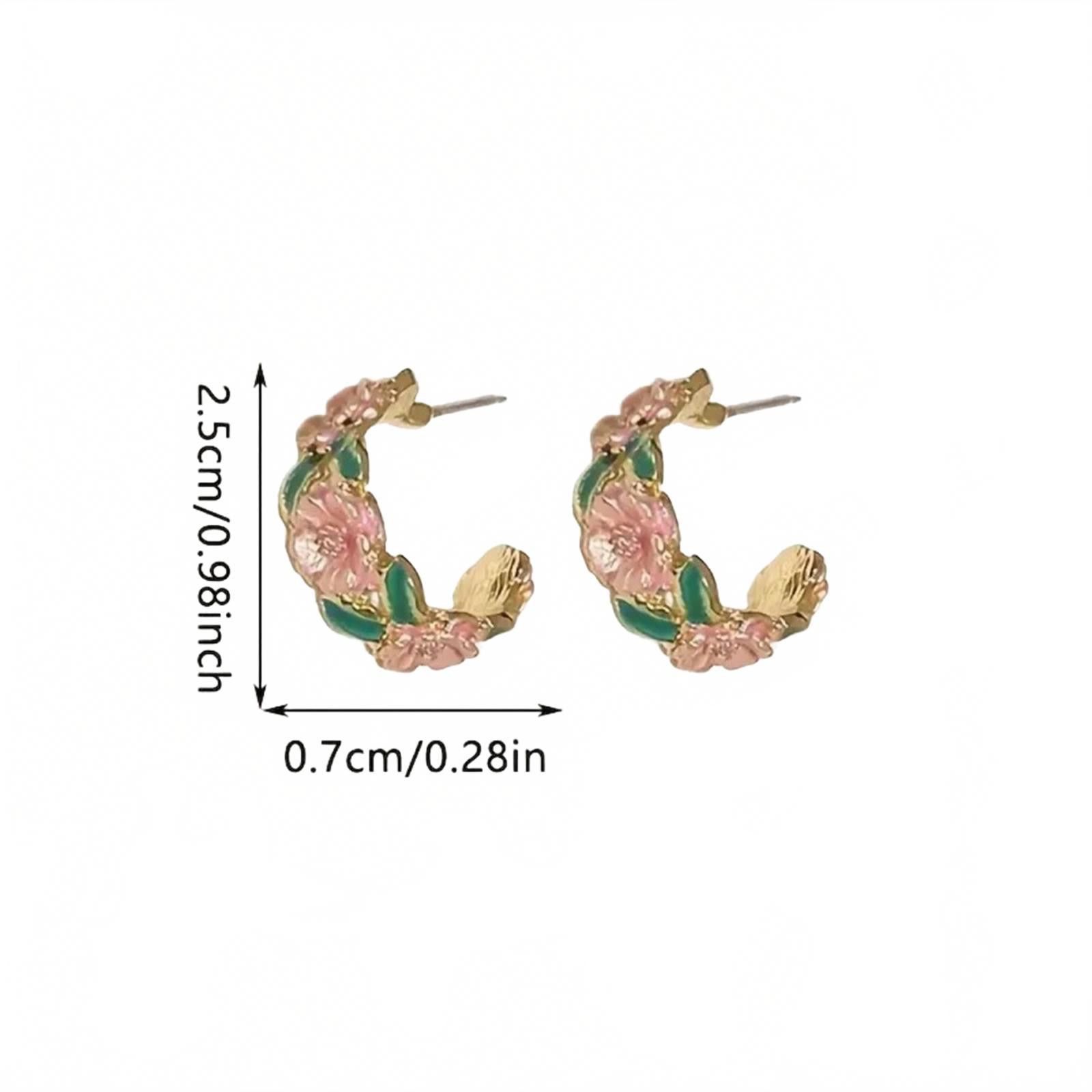 Designer Flower And And Leaf Vintage Inspired Hoop Earrings Size ONE SIZE - 3 Thumbnail