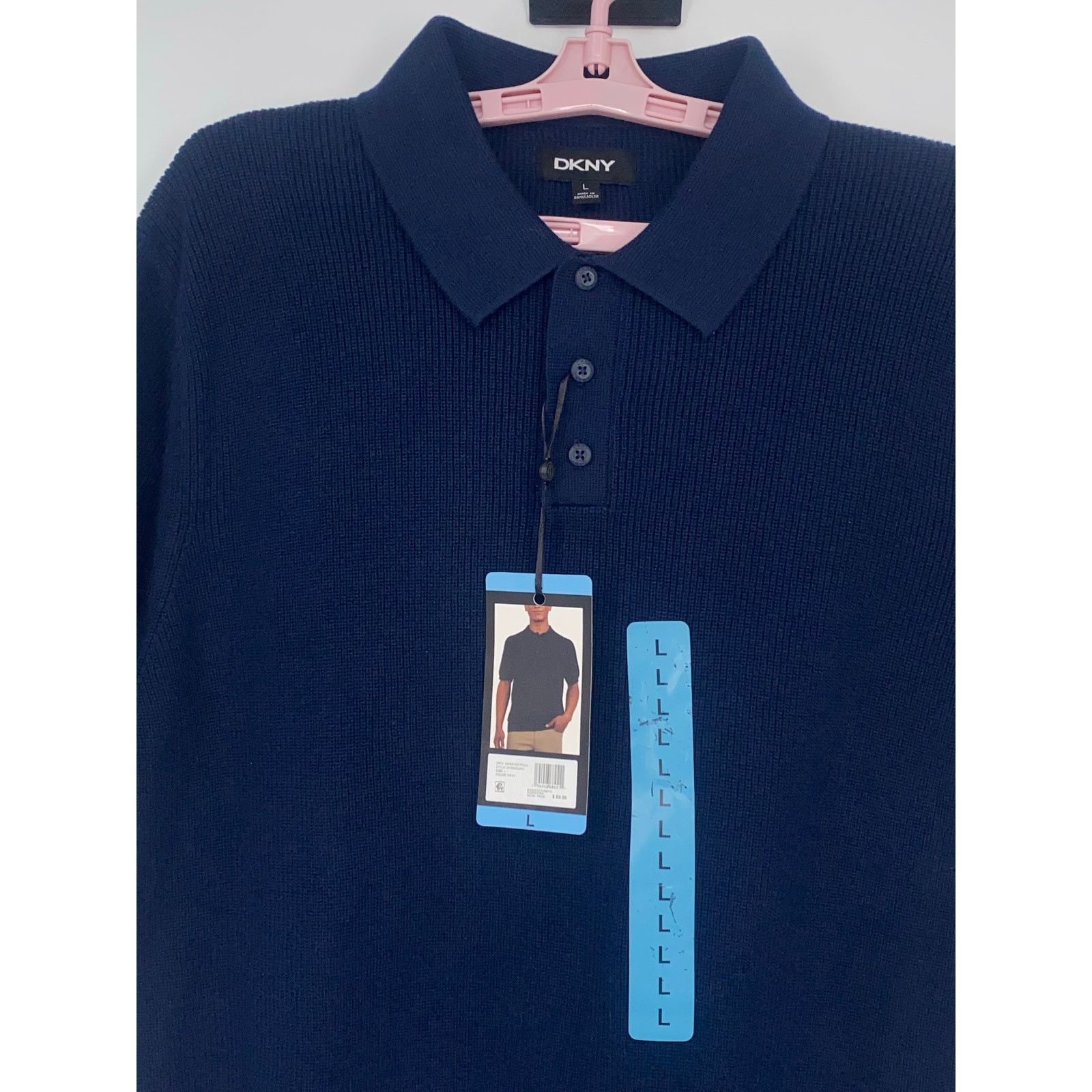 DKNY DKNY Men’s Sweater Polo Shirt Navy 100% Cotton Short Sleeve Size US L / EU 52-54 / 3 - 2 Thumbnail