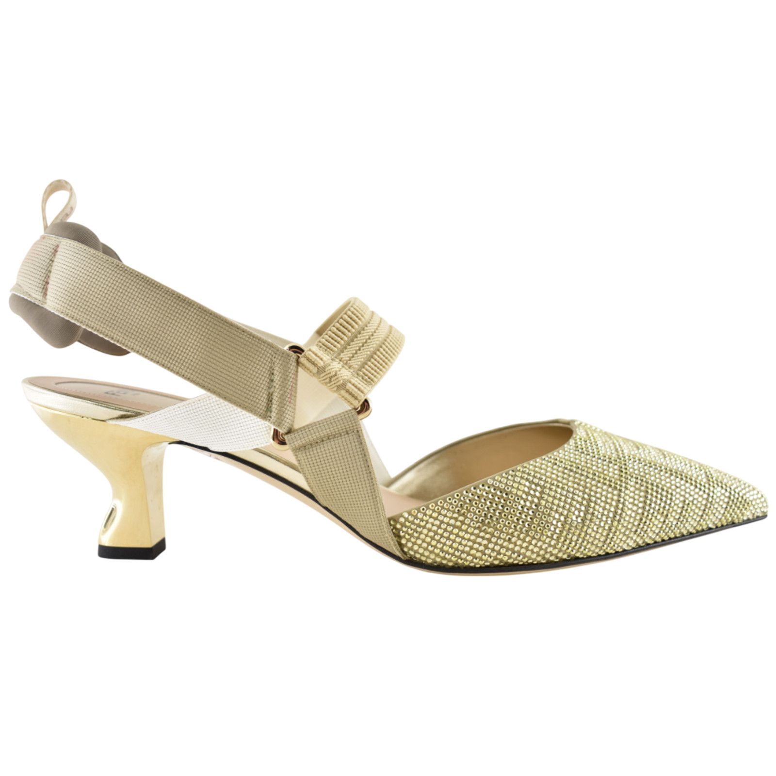 Fendi Fendi Colibri 55mm Gold Strass Crystal FF Slingback 42 Size US 12 / IT 42 - 1 Thumbnail