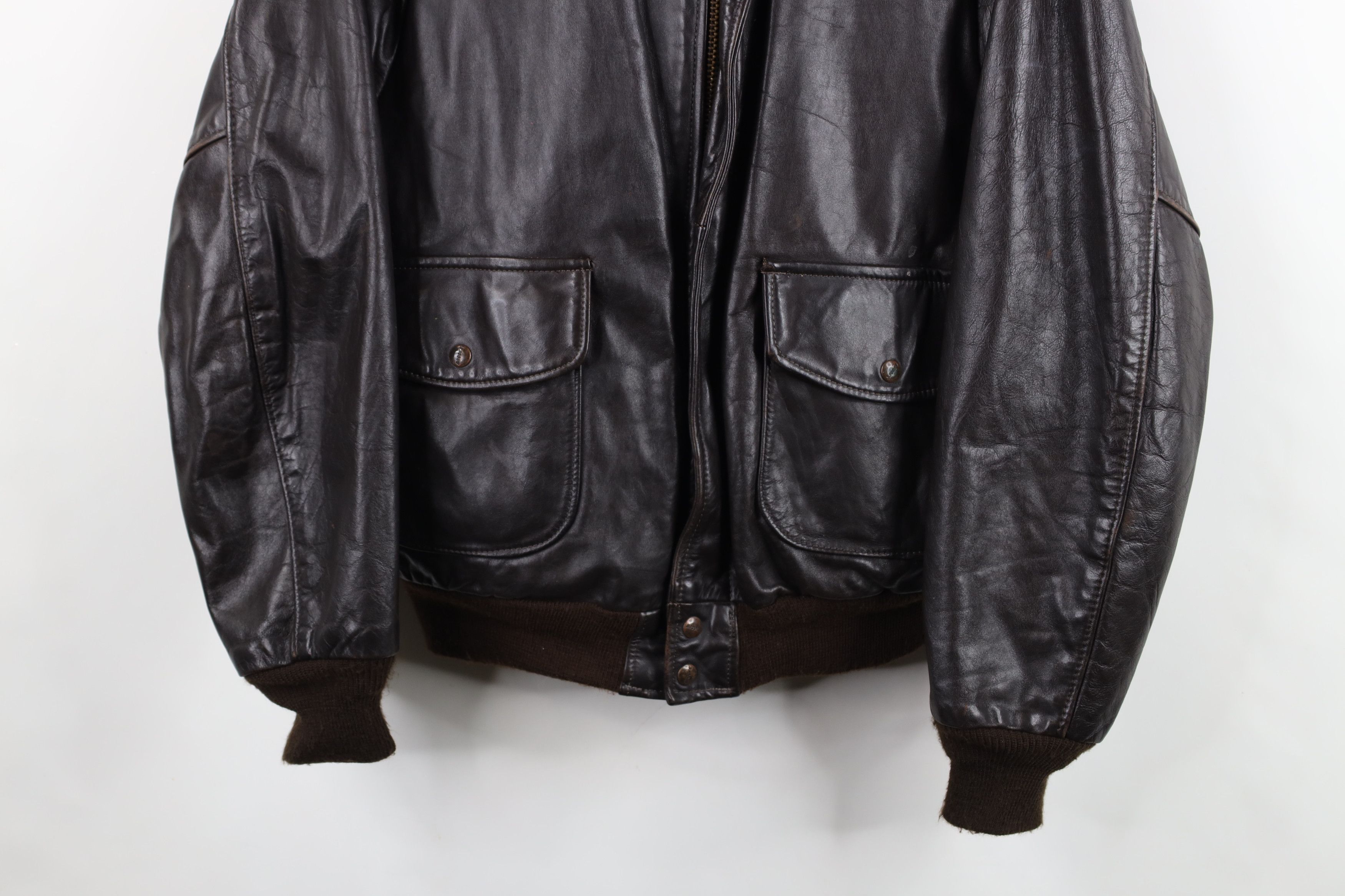 Vintage Vintage 70s Streetwear Brushed Leather Flight Bomber Jacket Size US XL / EU 56 / 4 - 3 Thumbnail