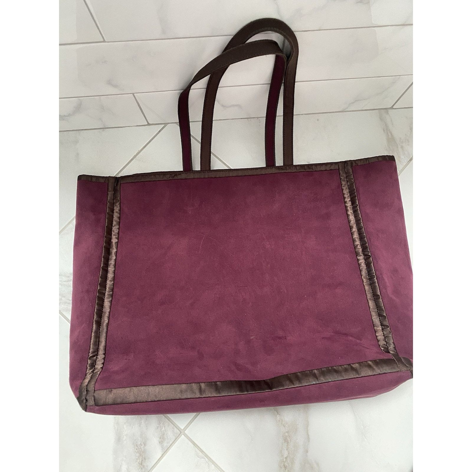 DKNY Vintage DKNY Tote Bag Velour Velvet Burgundy Reversible Size ONE SIZE - 2 Thumbnail