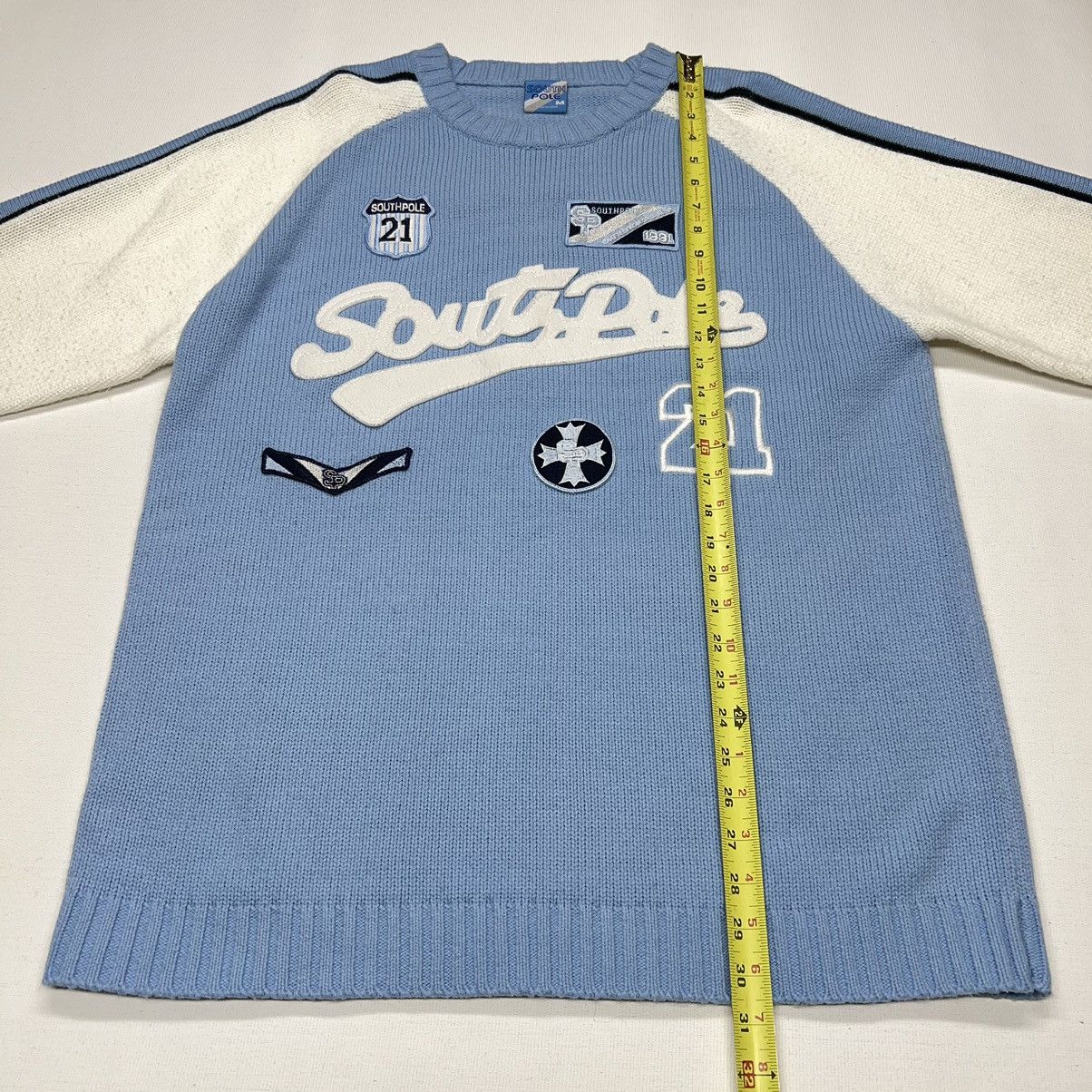 Southpole × Vintage VTG Southpole Sweater Blue White Crewneck Knit Patch Y2K Size US M / EU 48-50 / 2 - 15 Thumbnail