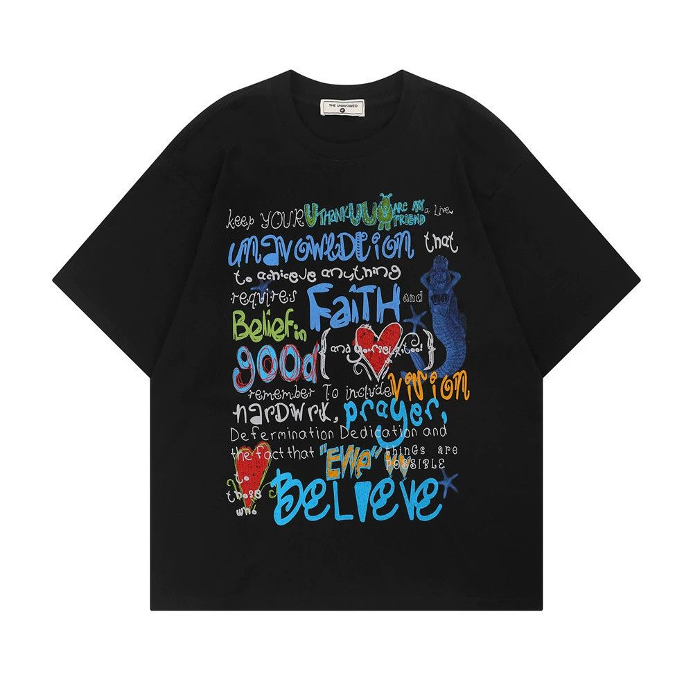 Vintage High street men's hip hop trend graffiti print t-shirt Size US M / EU 48-50 / 2 - 1 Thumbnail