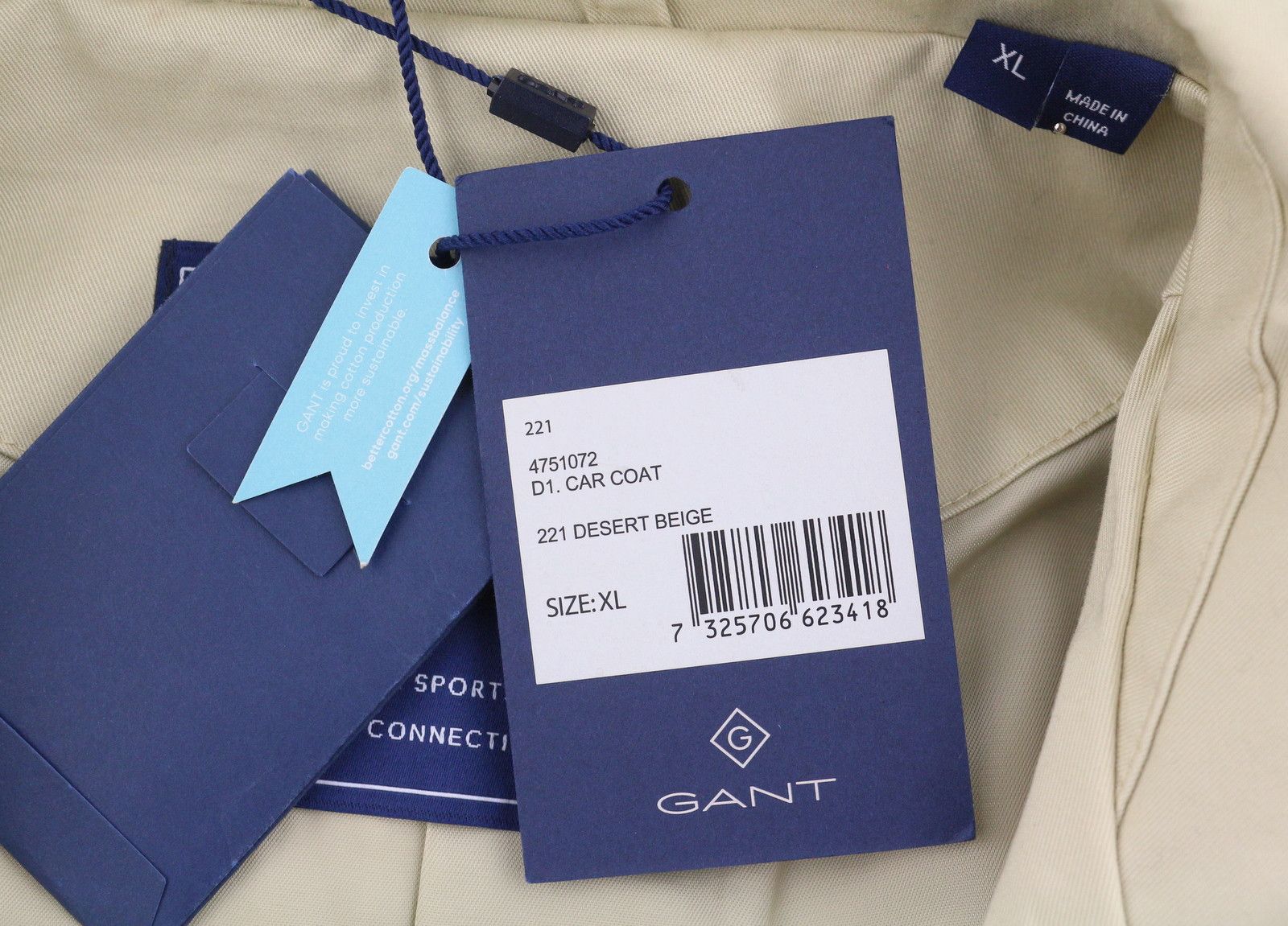 Gant CAR XL Desert Beige Lightweight Coat 87281 Size XL / US 12-14 / IT 48-50 - 7 Thumbnail