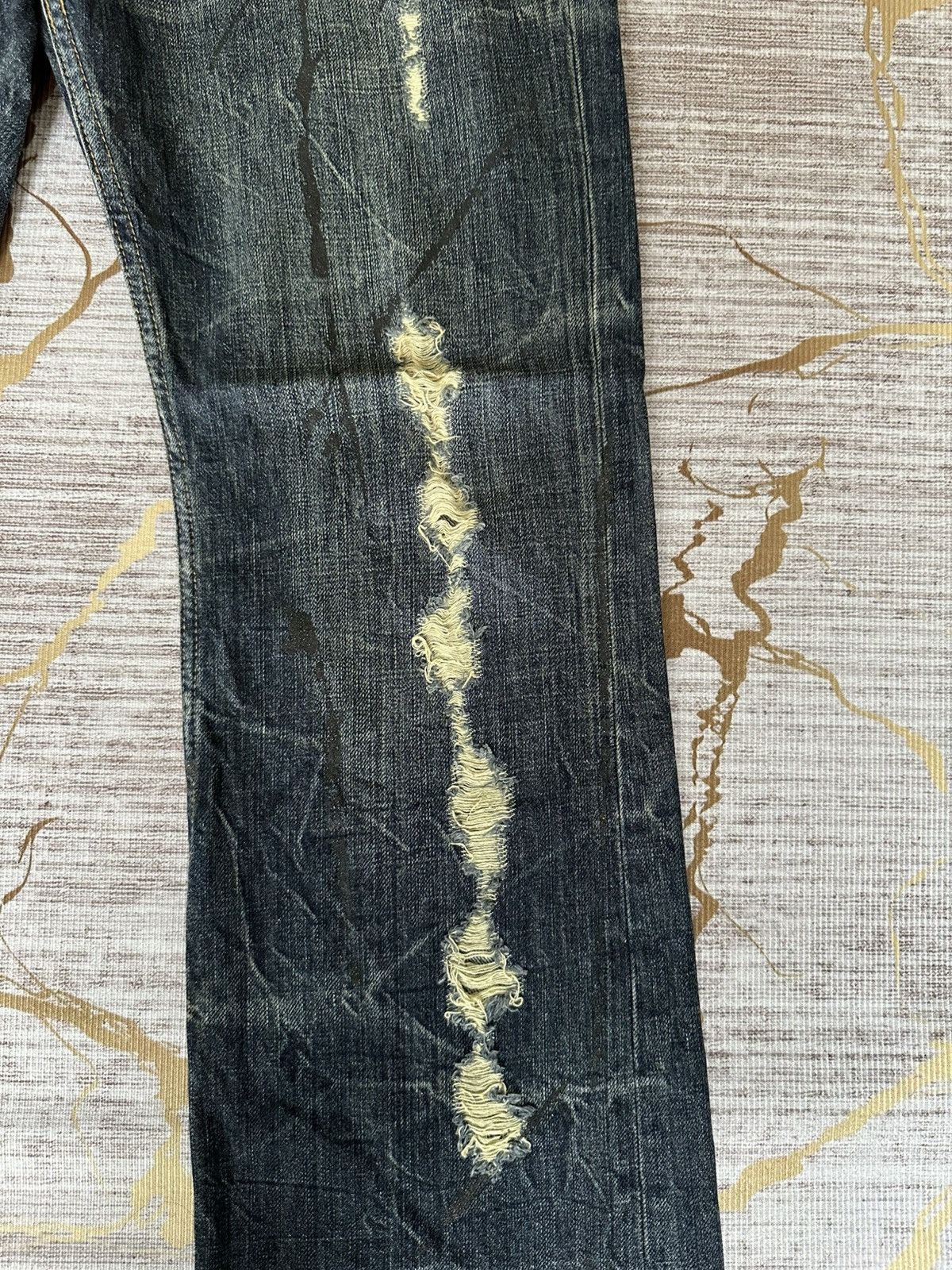 Japanese Brand FLARE Japanese Brand Distressed Claw Marks Design Denim Size US 33 - 9 Thumbnail