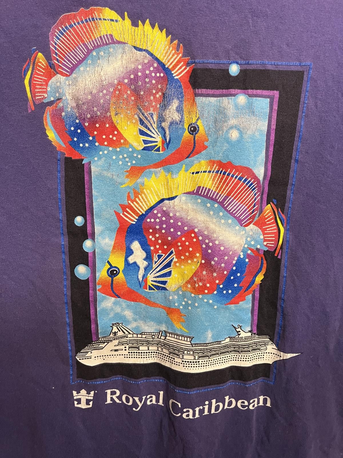 Designer VTG Royal Caribbean T-shirt - Faded Purple Fish Art Tee XL Size US XL / EU 56 / 4 - 3 Thumbnail