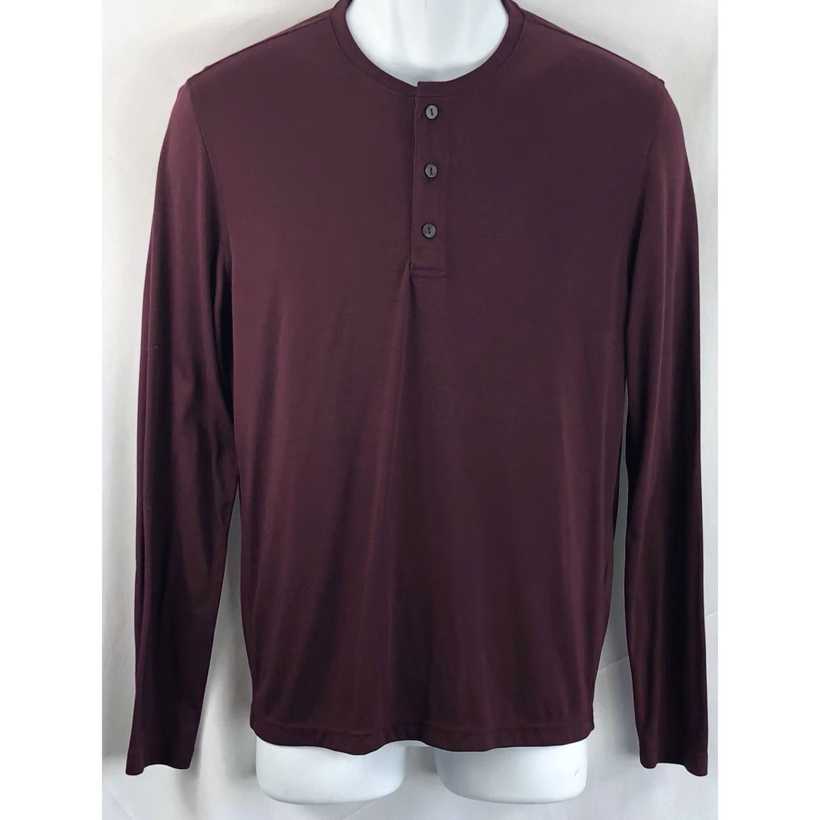 Alfani Alfani jersey shirt S Burgundy Long Sleeve 3 Button Henley Classic rayon blend Mens Shirt Size US S / EU 44-46 / 1 - 4 Thumbnail