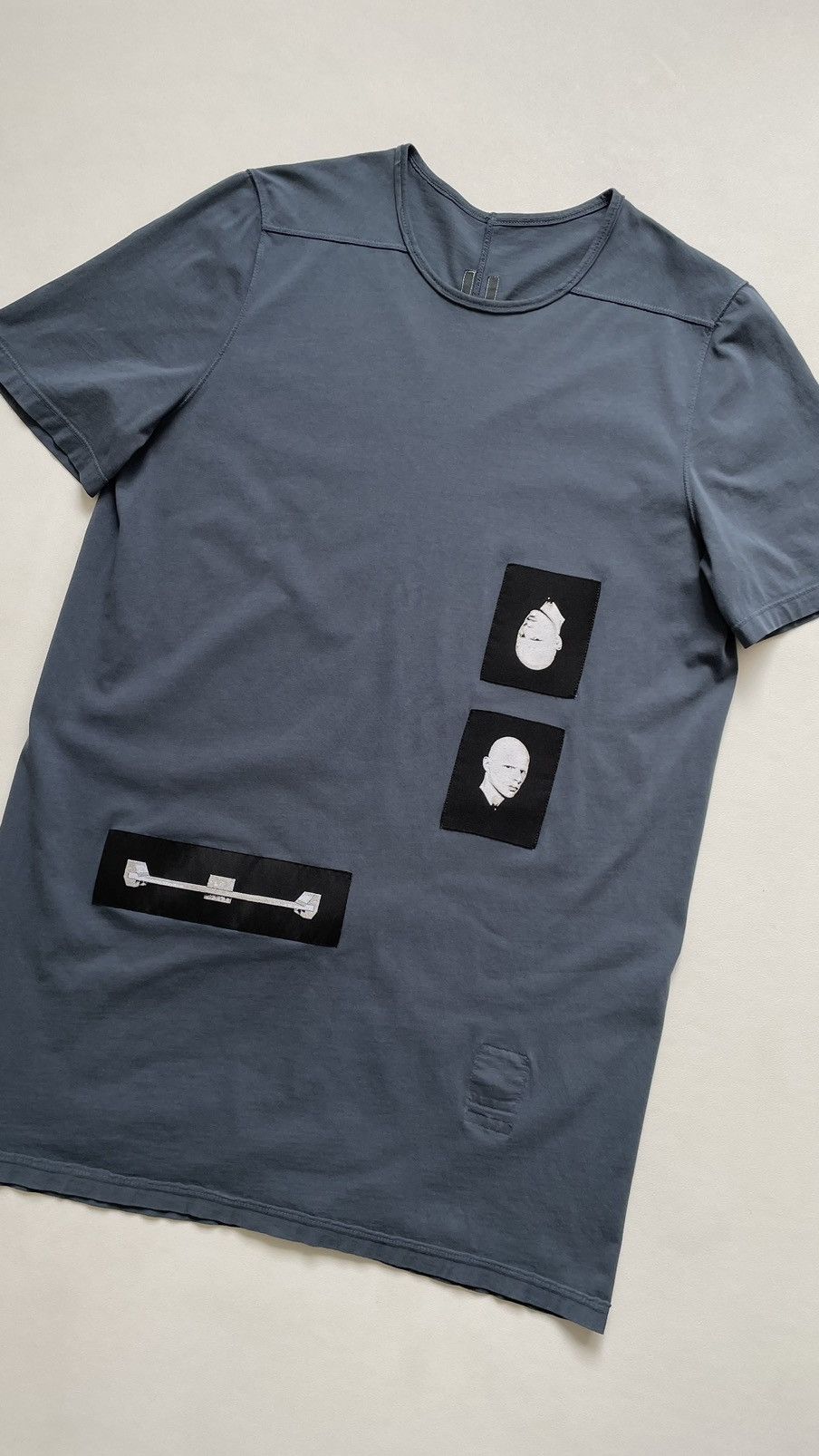 Rick Owens Drkshdw Blue ‘Patch Detail’ Level T Shirt Size US M / EU 48-50 / 2 - 9 Thumbnail