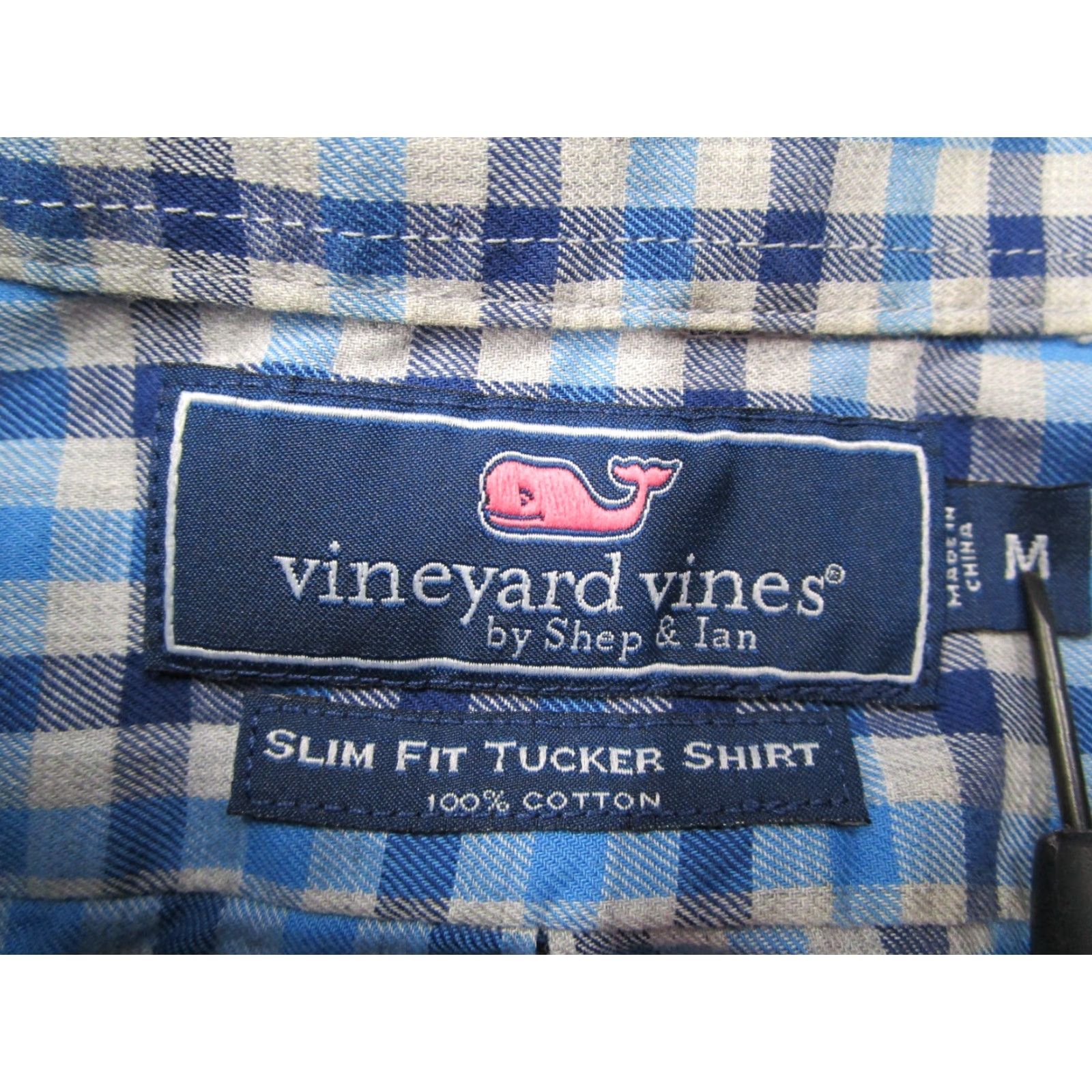 Vineyard Vines VINTAGE Vineyard Vines Men's Shirt Medium Blue Plaid Slim Fit Button Up Tucker Logo Casual Work Whale Size US M / EU 48-50 / 2 - 3 Thumbnail
