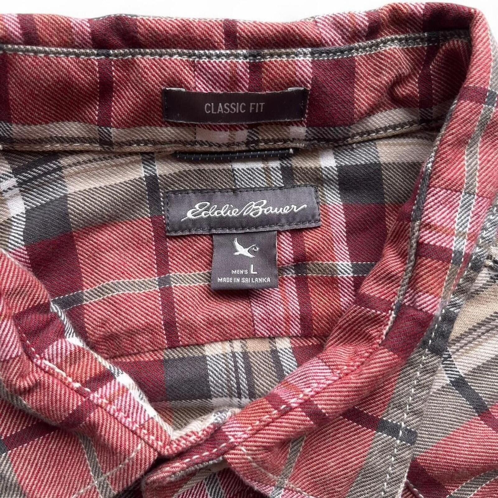 Eddie Bauer Eddie Bauer Snap Button Plaid Mens Large Long Sleeve Flannel Size US L / EU 52-54 / 3 - 4 Thumbnail