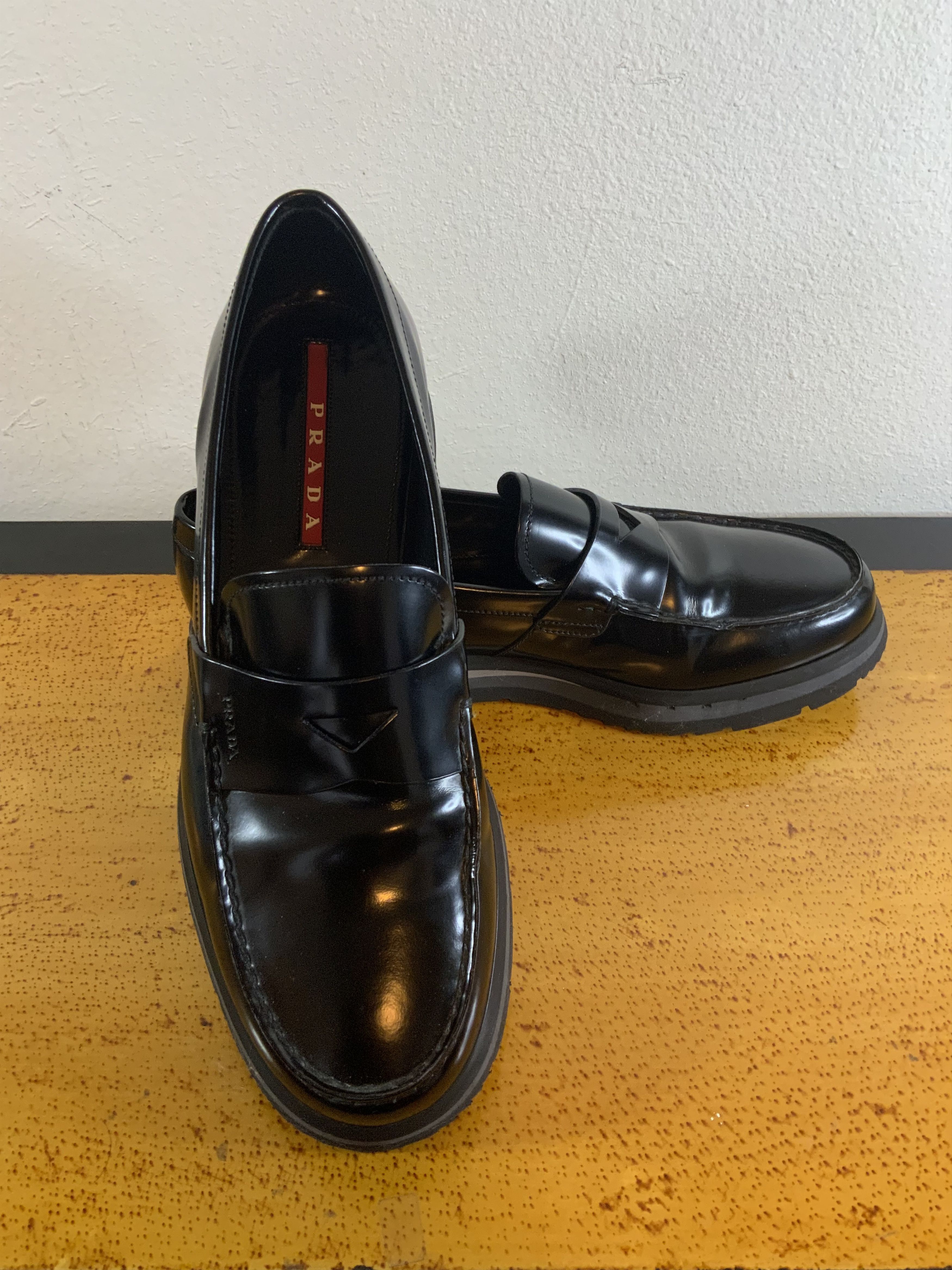 Prada PRADA WEDGE SOLE PATENT LEATHER LOAFERS Size US 10 / EU 43 - 1 Thumbnail