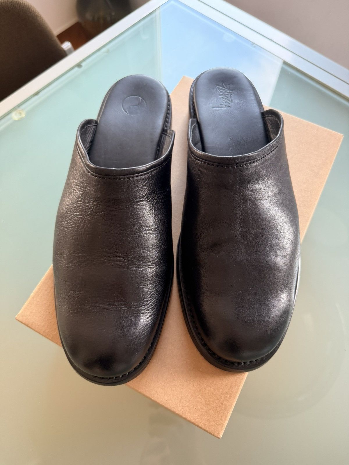 Our Legacy × Stussy Workshop Work Mules Black Leather EU 45 Size US 12 / EU 45 - 1 Thumbnail