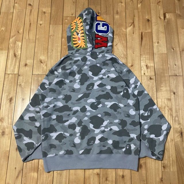 Bape BAPE Double Shark Full Zip Hoodie Gray Camo a bathing ape Size US XXL / EU 58 / 5 - 5 Thumbnail