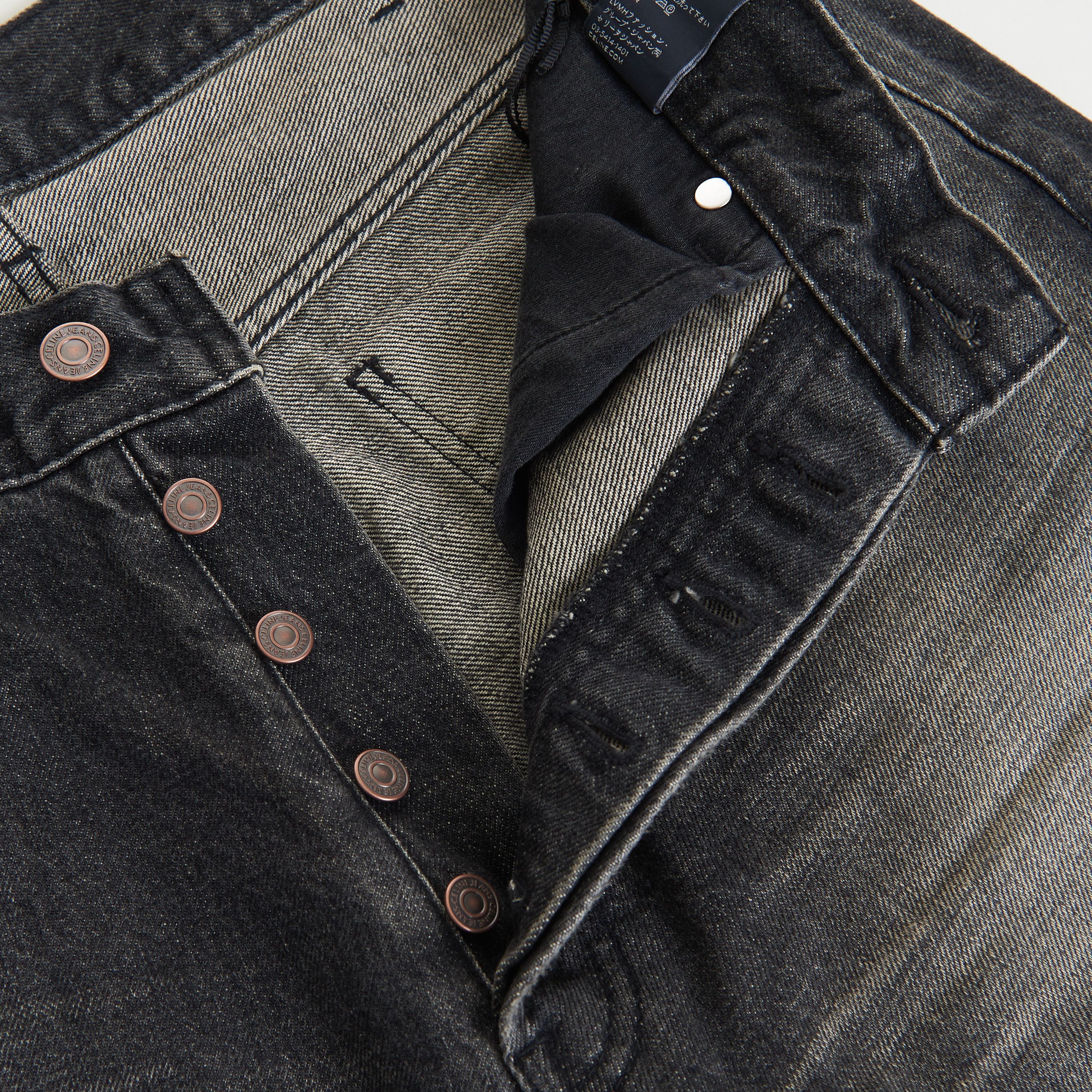 Celine × Hedi Slimane Wesley Jeans - Destroyed Black Paradiso Wash Denim, Low-Rise Size US 34 / EU 50 - 12 Thumbnail