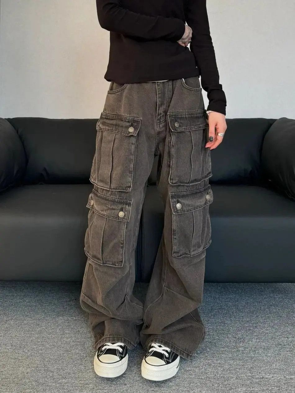 Japanese Brand Retro washed multi pocket jeans Size US 32 / EU 48 - 3 Thumbnail