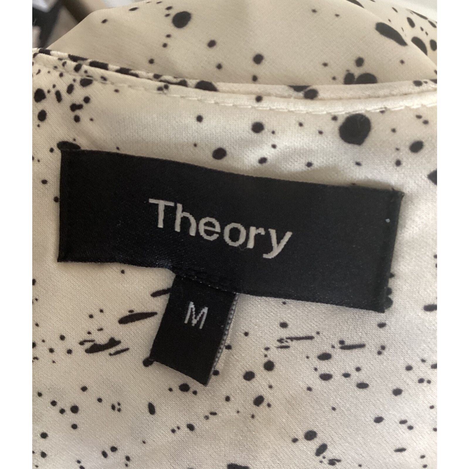 Theory THEORY WHITE & BLACK SPLATTER SILKY SLIP DRESS NIGHTIE SZ M Size M / US 6-8 / IT 42-44 - 4 Thumbnail