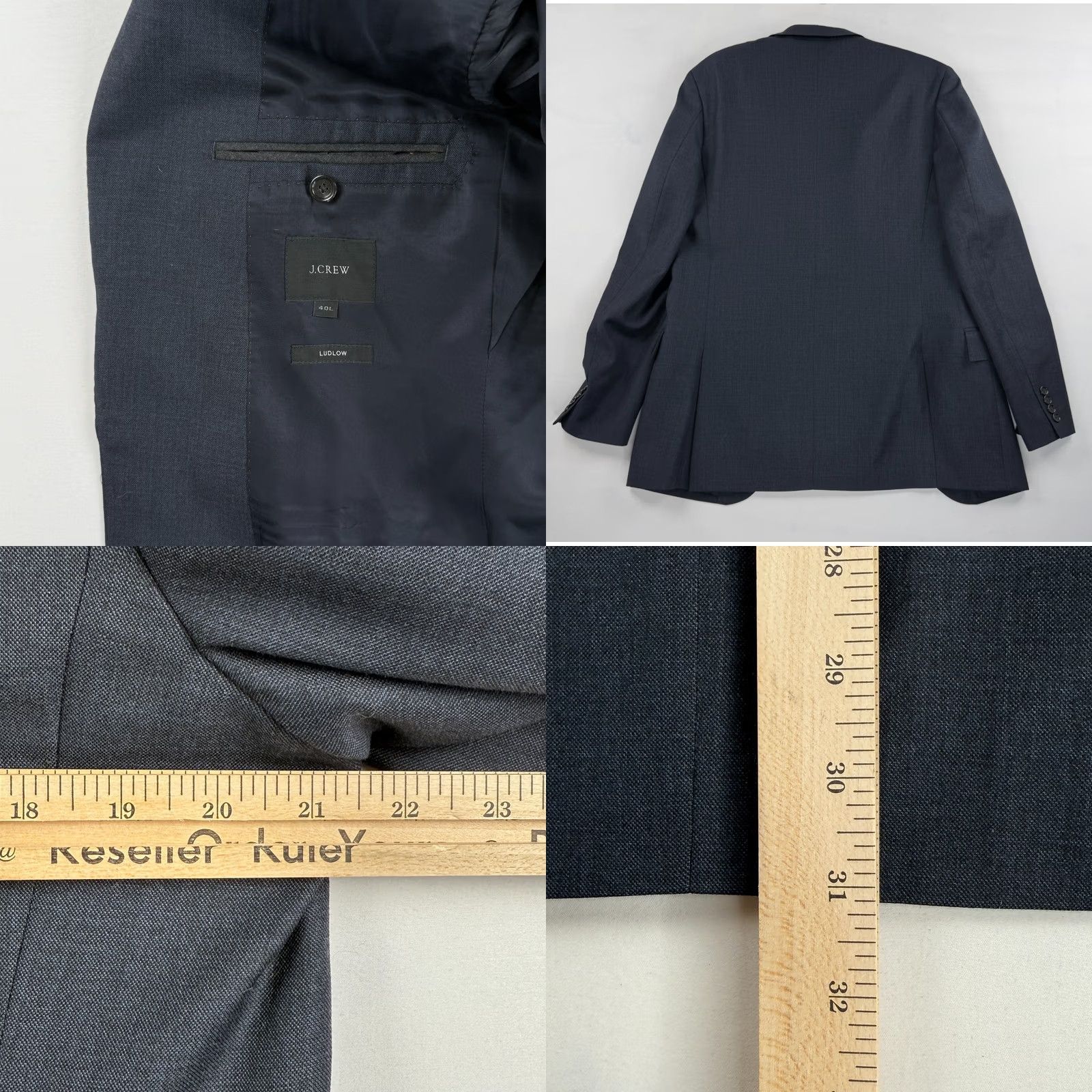 J.Crew J.CREW Blazer Mens 40L Long Wool Blue Navy Solid Tweed Button Wool Coat Sport Coat Size 40R - 8 Thumbnail