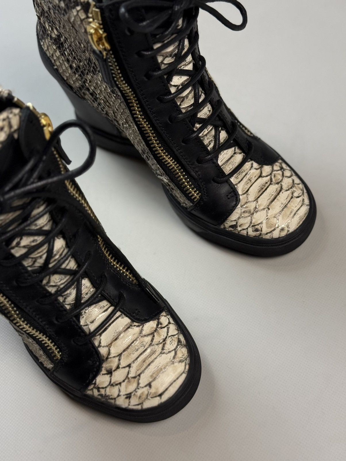 Giuseppe Zanotti Zanotti Python Embossed Leather Coby High Top Sneakers Shoes Size US 8.5 / IT 38.5 - 4 Thumbnail
