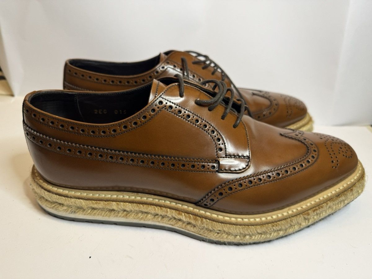 Prada Prada Levitate Espadrille Wingtip Brogues - Cognac Leather- Size US 9.5 / EU 42-43 - 3 Thumbnail