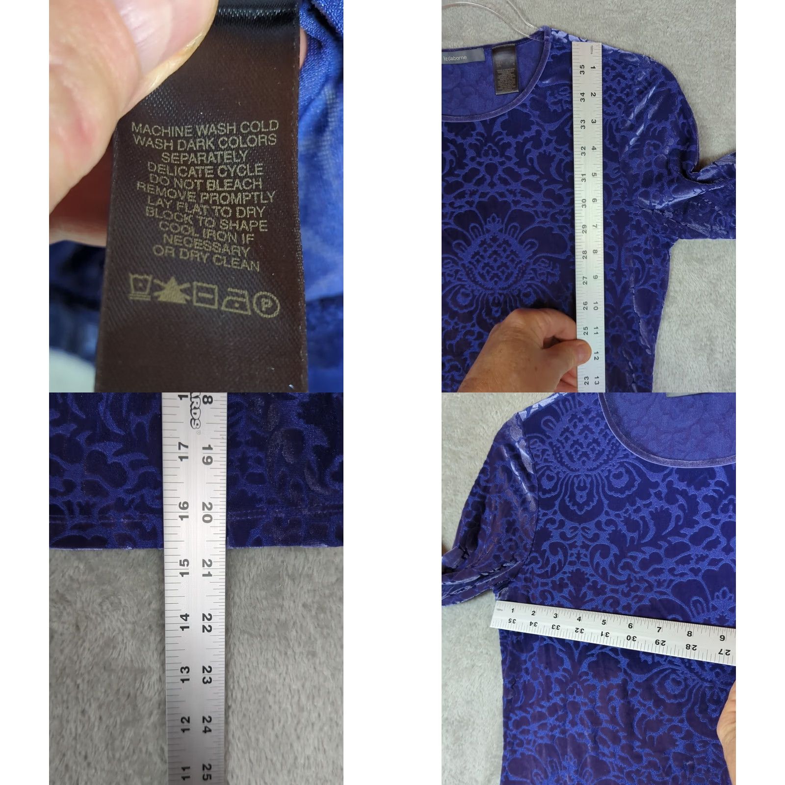 Liz Claiborne VINTAGE Liz Claiborne Blouse Shirt Purple FairyGrunge Velvet Burnout Long Sleeve S Women's Bohemian Whimsigoth 90s Holiday Rock Size S / US 4 / IT 40 - 8 Thumbnail