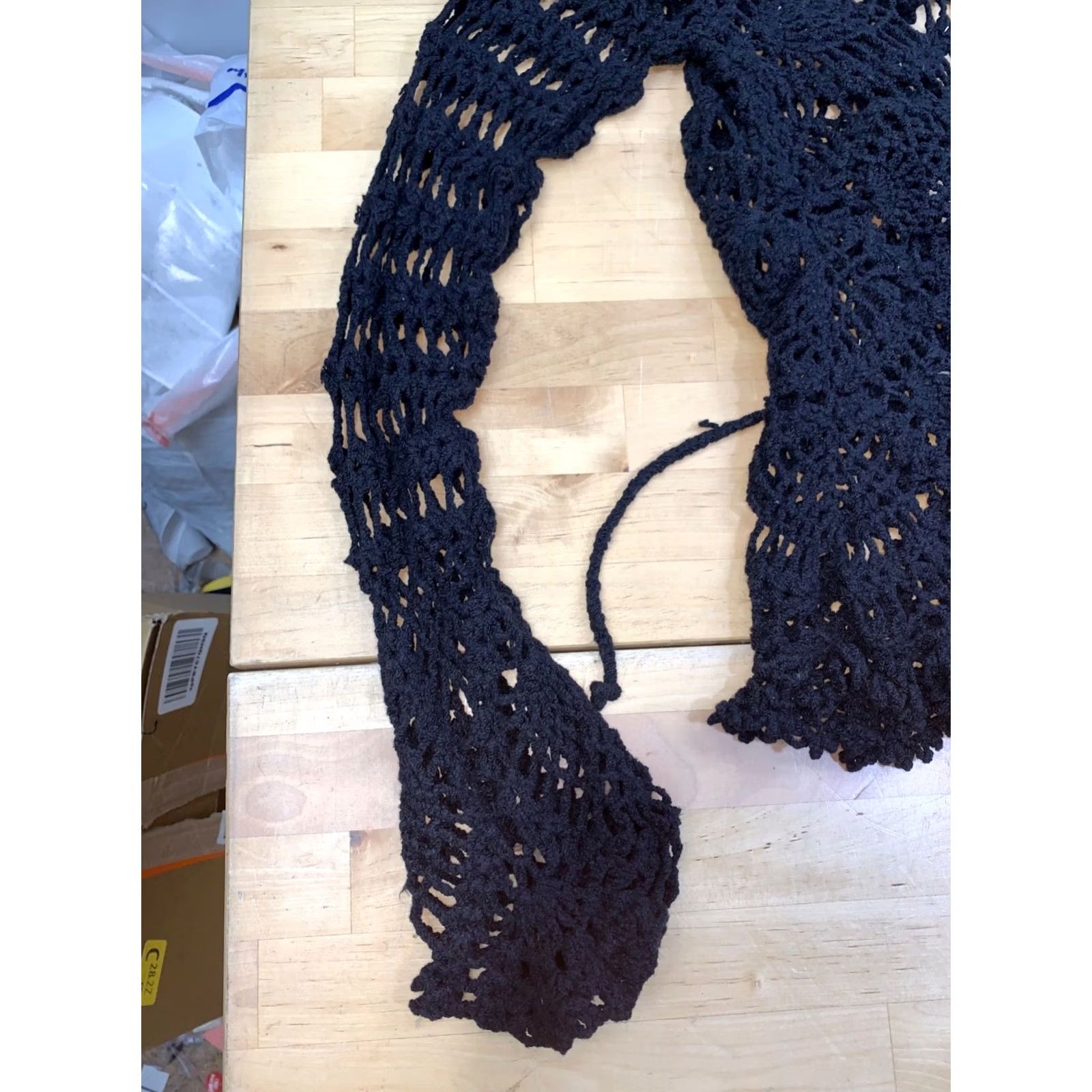 Vintage Black crochet Cardigan Top Women S/M Open Knit Boho Festival Lacey Size S / US 4 / IT 40 - 7 Thumbnail