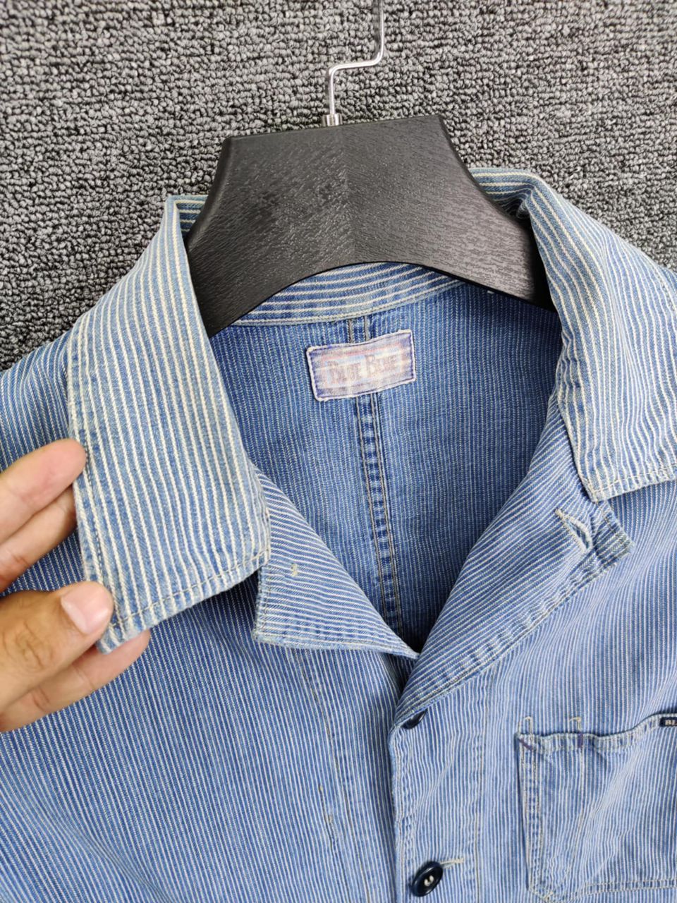 Blue Blue Japan Vintage 90s Blue Blue Japan Indigo Stripe Chore Jacket Size US L / EU 52-54 / 3 - 3 Thumbnail