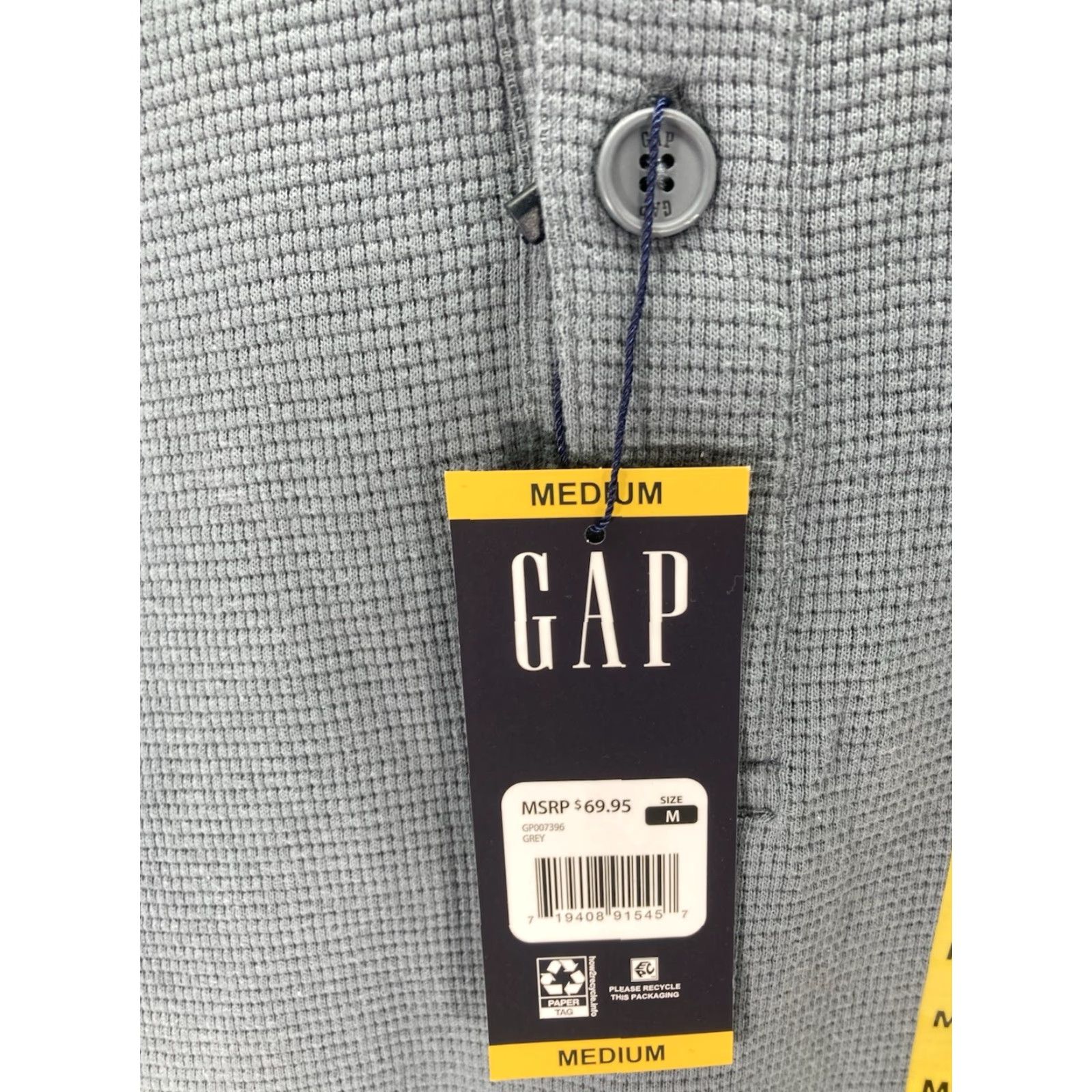 Gap Gap Waffle Henley Hoodie Shirt Men Medium Gray Long Sleeve Pullover Casual NWT Shirt Size US M / EU 48-50 / 2 - 5 Thumbnail