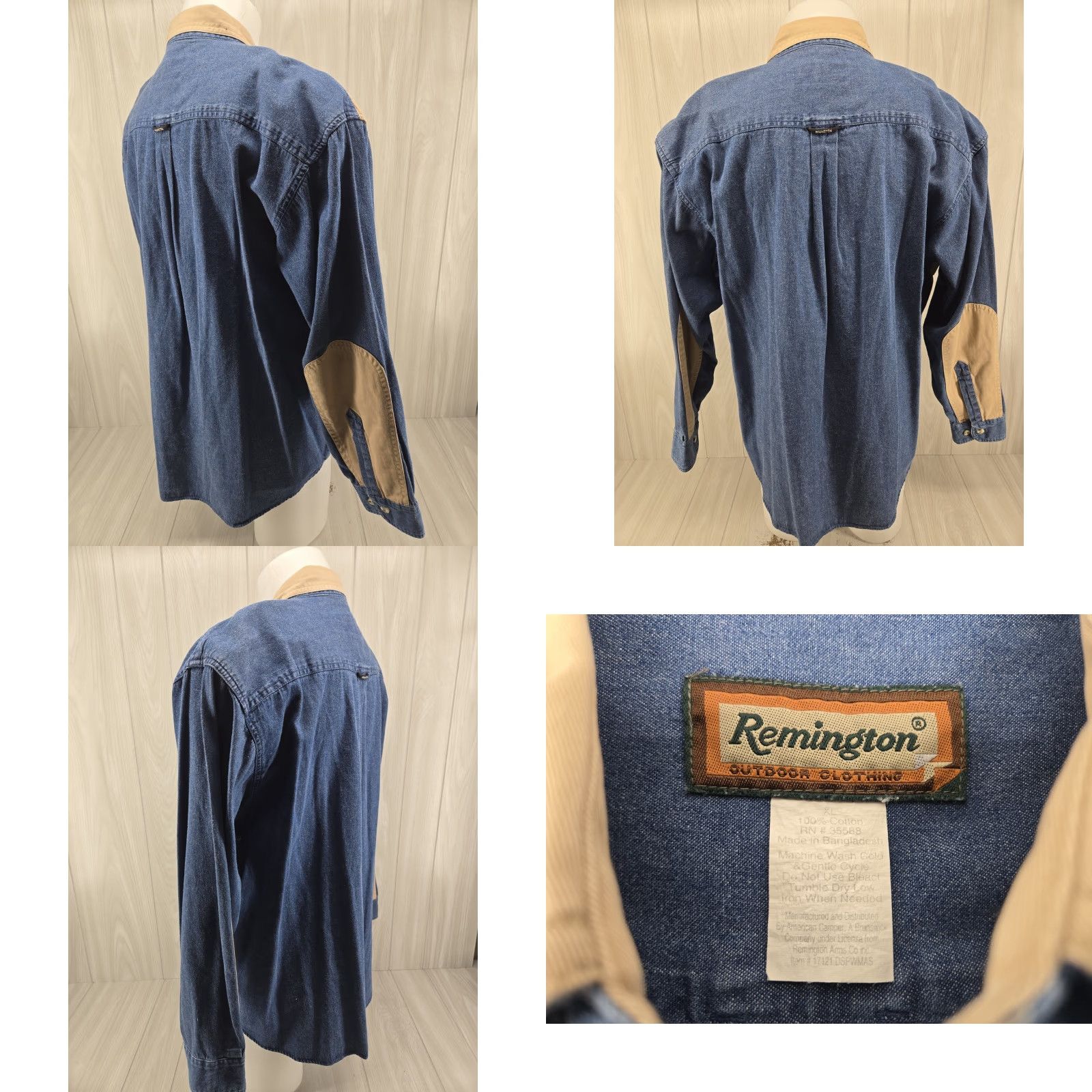 Denime VINTAGE Remington Men’s Shirt XL Blue Denim Long Sleeve Button-Down Shirt Mens Regular Fit Blue DenIM Long Sleeve Button-Up Size US XL / EU 56 / 4 - 8 Thumbnail