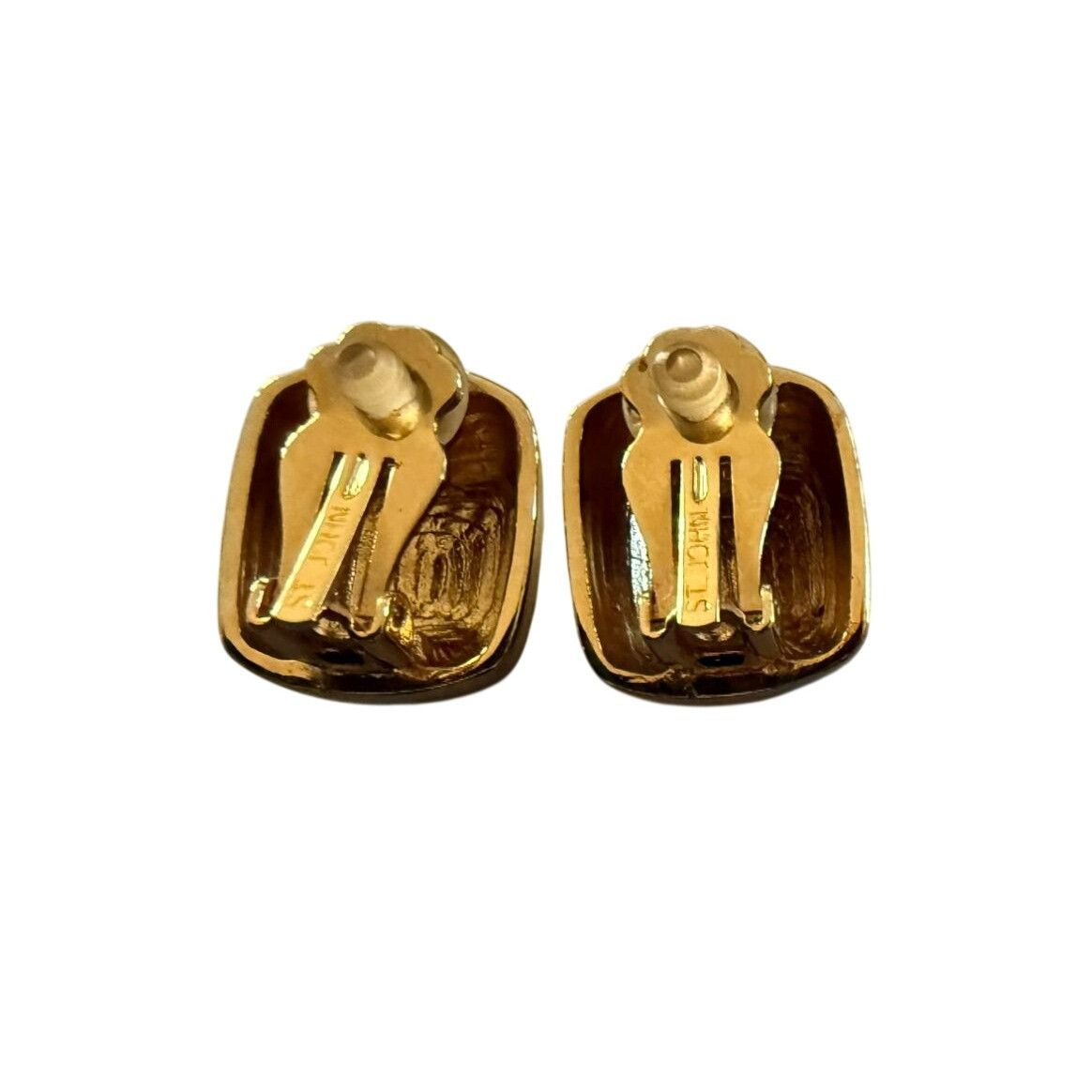 Other Vintage 1980s St John Goldtone Pillow Shape Clip-On Earrings Size ONE SIZE - 3 Thumbnail