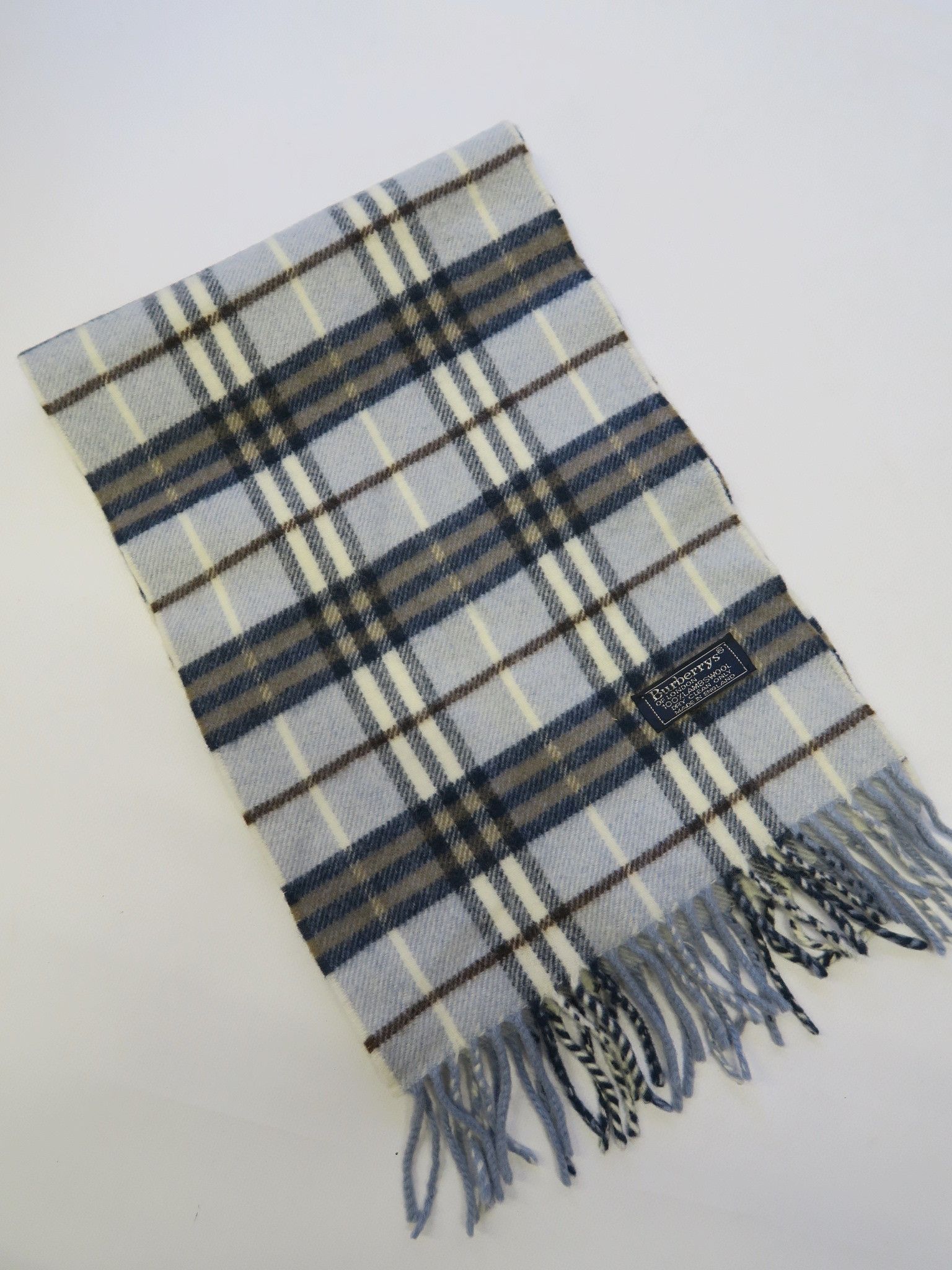 image of Burberry 100% Lambswool Scarf Baby Blue, Men's