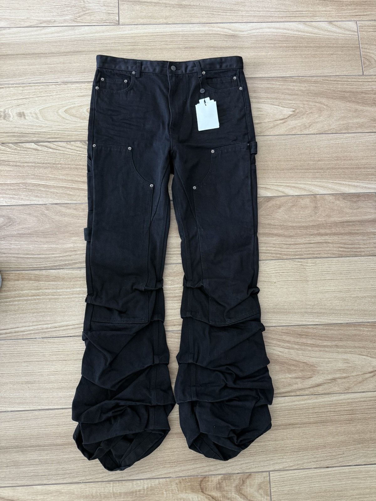 WE11DONE We11done wrinkled low-rise work denim pants Size US 33 - 1 Thumbnail