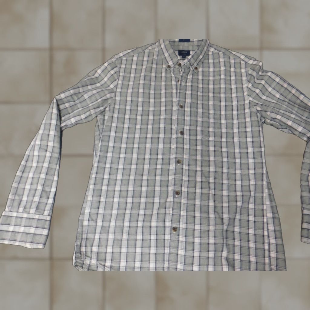 J.Crew J.CREW Shirt Slim Green Plaid Button-Down Mens Small Slim Button Up Regular Collar Size US S / EU 44-46 / 1 - 1 Thumbnail