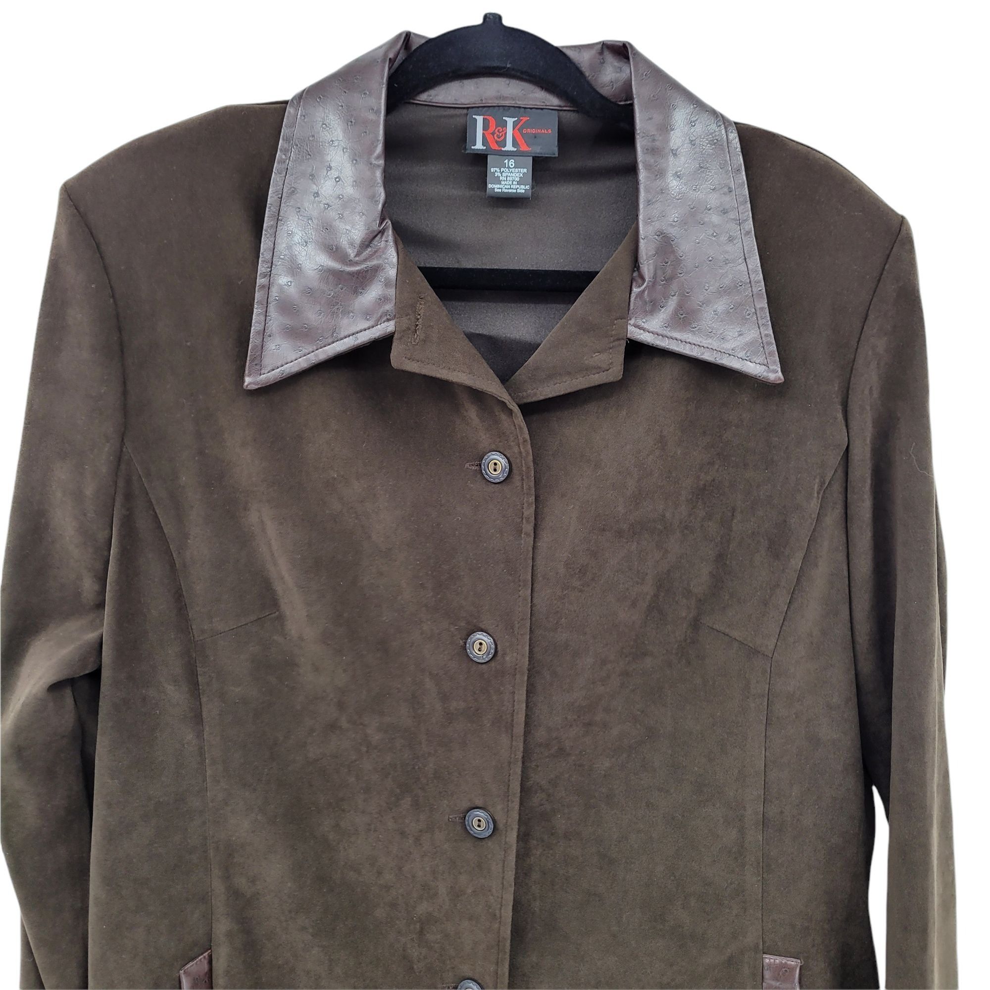 Vintage Vtg Vegan Ultrasuede Shacket Sz 16 Brown Equestrian Trench B Size XXL / US 16-18 / IT 52-54 - 5 Thumbnail