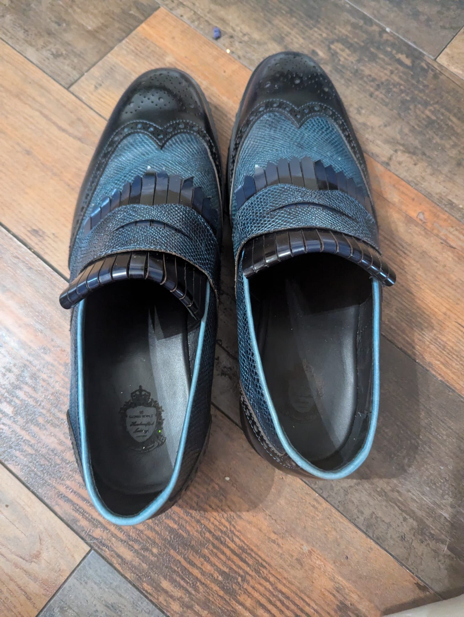 Other Escaro Royale Men's Handcrafted Leather Fringe Loafers Size US 12.5 / EU 45-46 - 2 Thumbnail