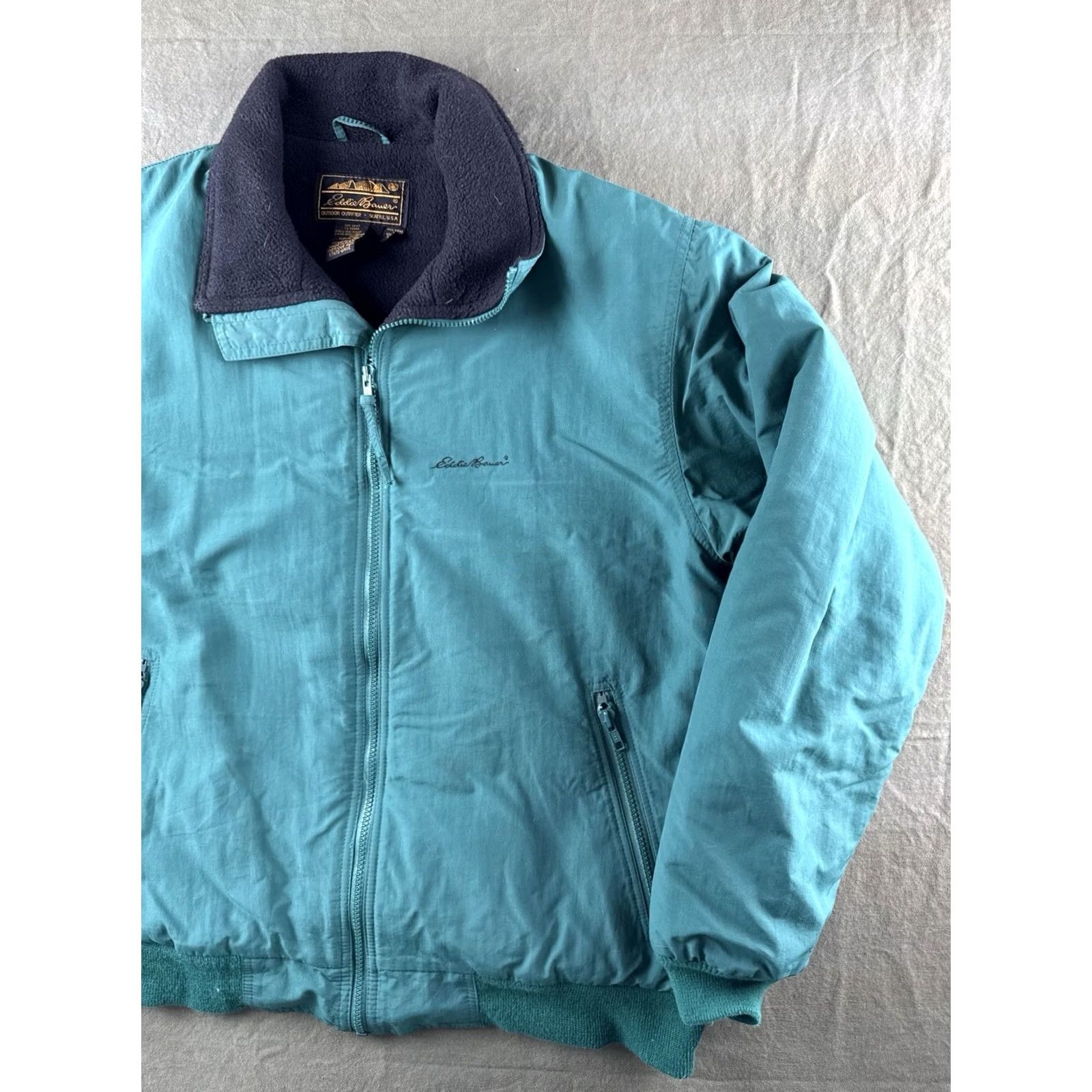 Eddie Bauer VINTAGE Eddie Bauer Insulated Jacket USA Made Teal Nylon Fleece-Lined M Tall Mens 90s Bomber Coat Size US M / EU 48-50 / 2 - 3 Thumbnail