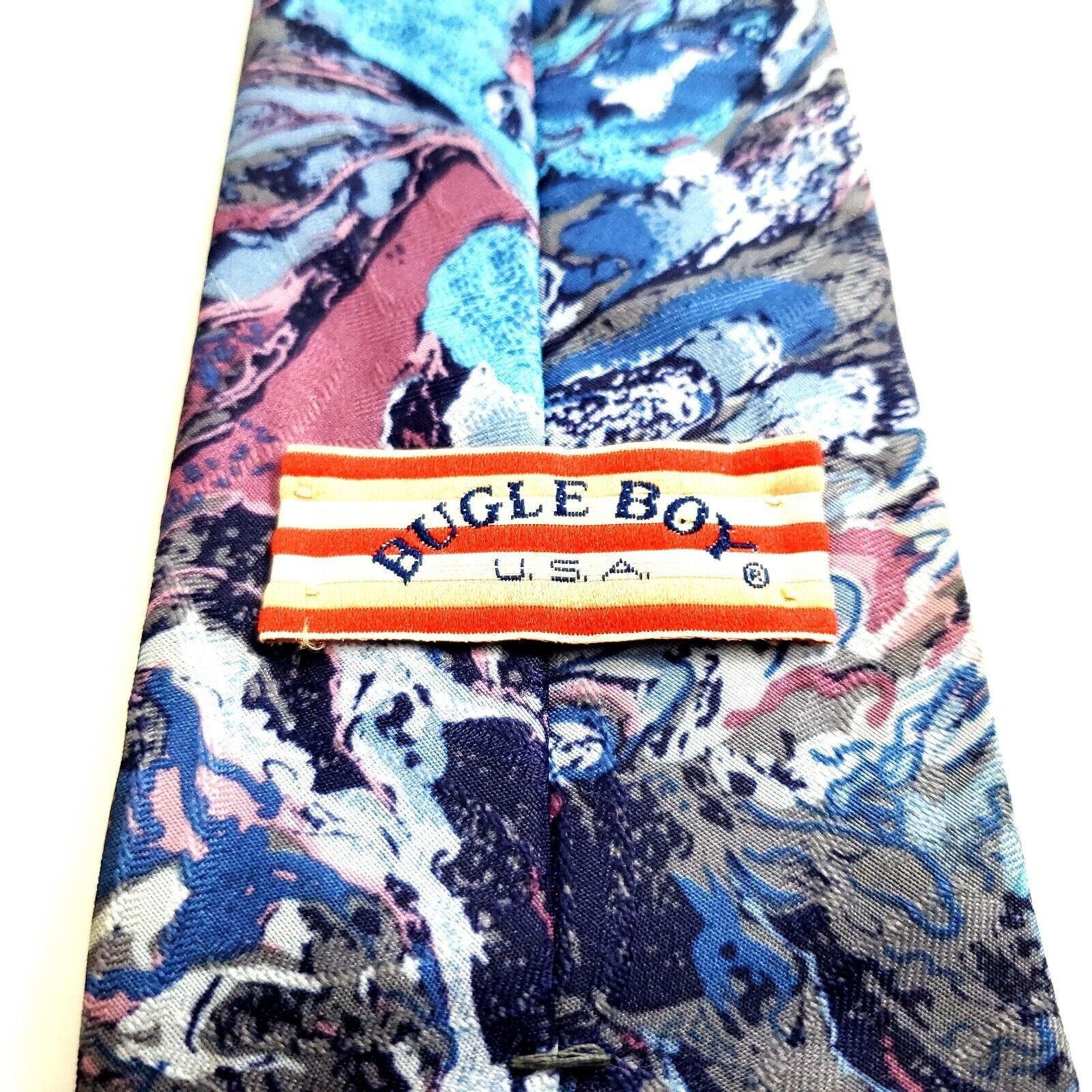 Bugle Boy Bugle Boy USA Floral Print Blue Gray Print Polyester Tie Sho Size ONE SIZE - 3 Thumbnail