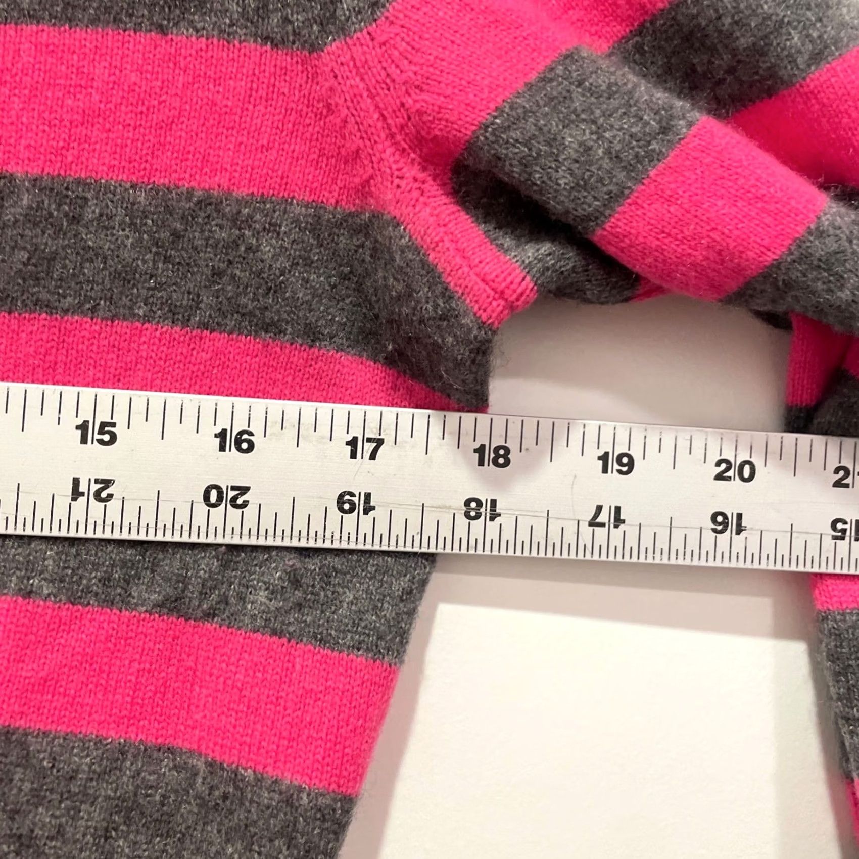 Pinko C. Cashmere Womens Sweater V-Neck Striped Pink Grey Size M 100% Cashmere Size M / US 6-8 / IT 42-44 - 5 Thumbnail