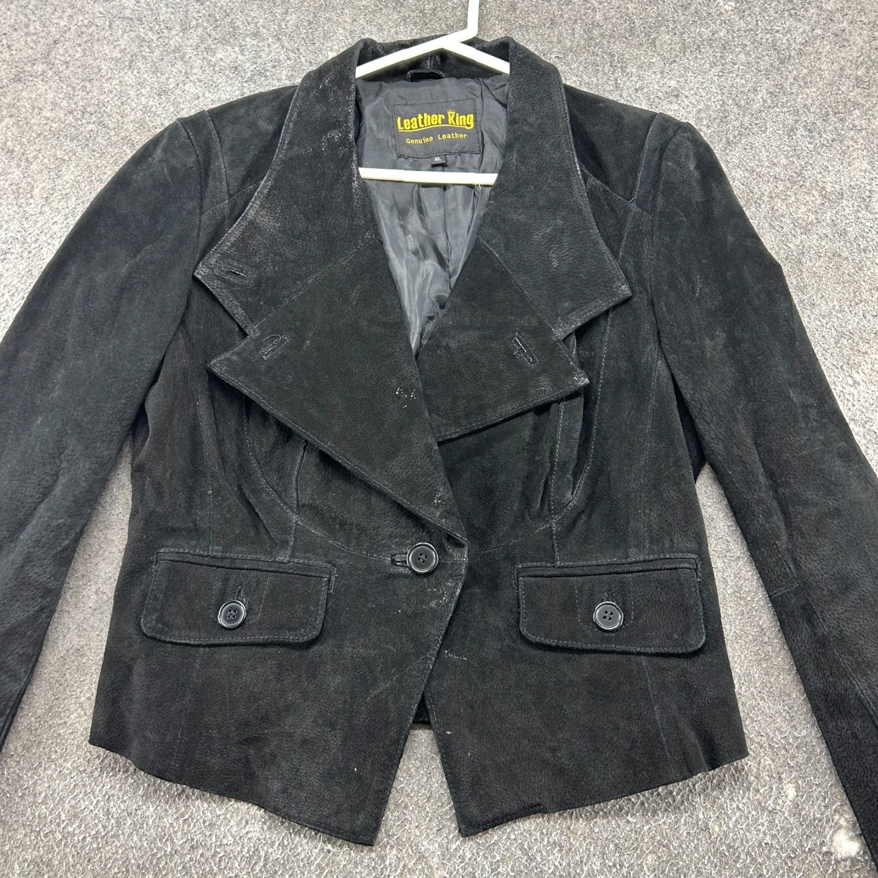 Vintage VINTAGE Leather King Jacket Womens XL Black Real Suede Genuine Single Breasted Crop Coat Size XL / US 12-14 / IT 48-50 - 4 Thumbnail